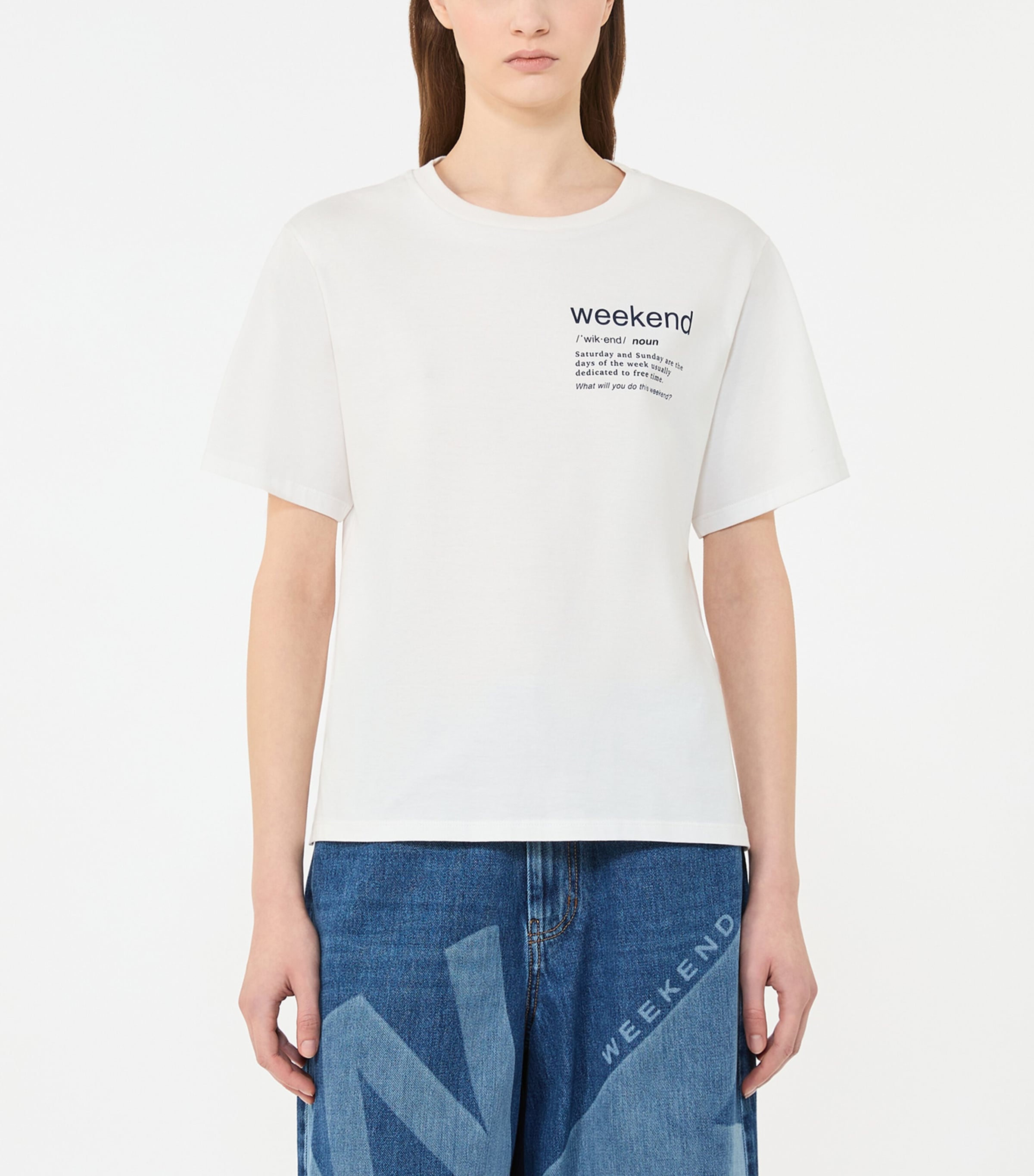 Weekend Max Mara Womens Cotton Logo T-Shirt White Image 2