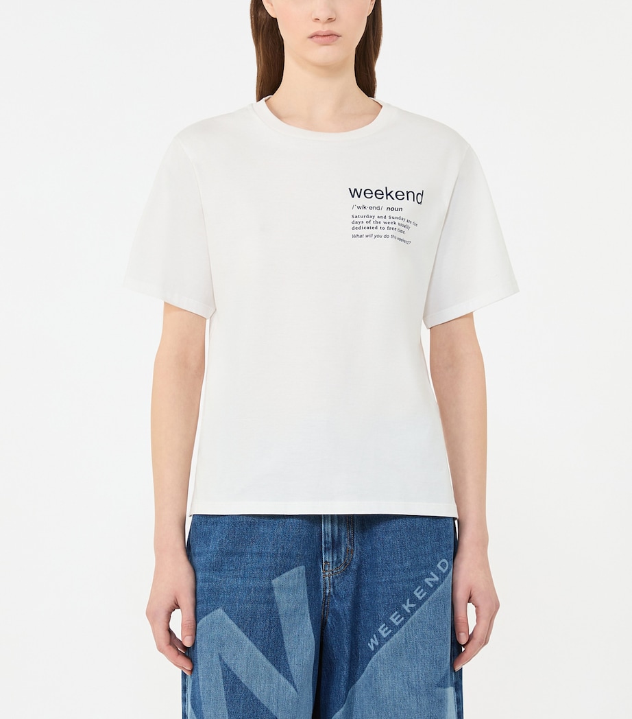 Weekend Max Mara Womens Cotton Logo T-Shirt White Image 2