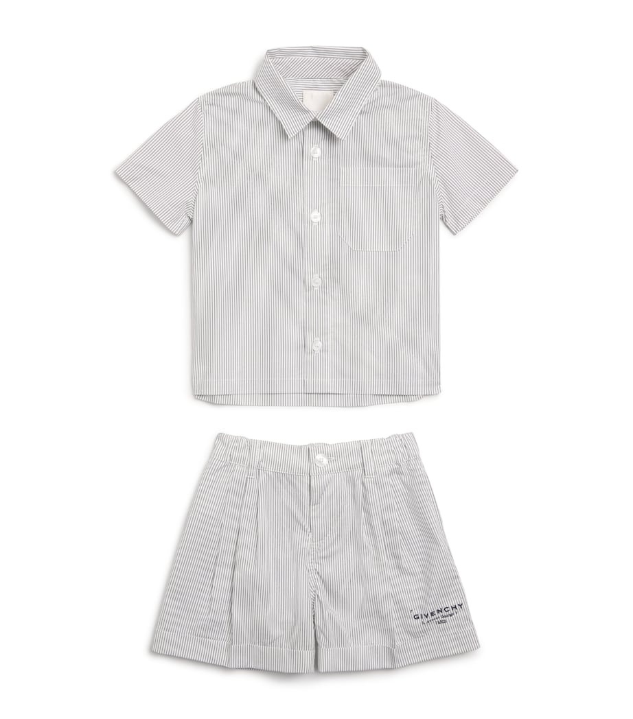 Cotton Stripe Shirt and Shorts Set (6-24 Months) H31189/N78OF WHT NVY Image 1