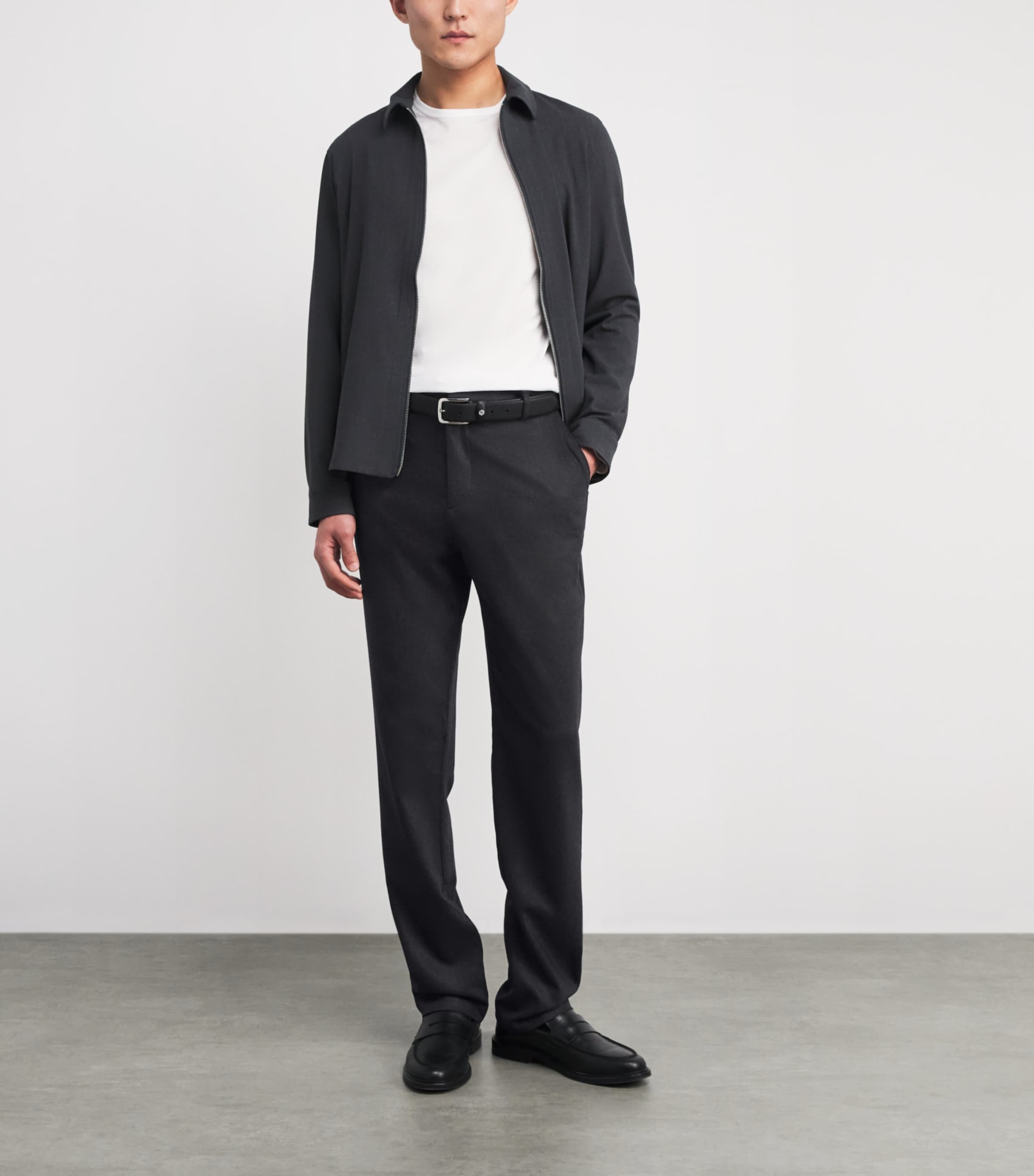 Wool-Cashmere Straight Trousers CHARCOAL MELANGE Image 2