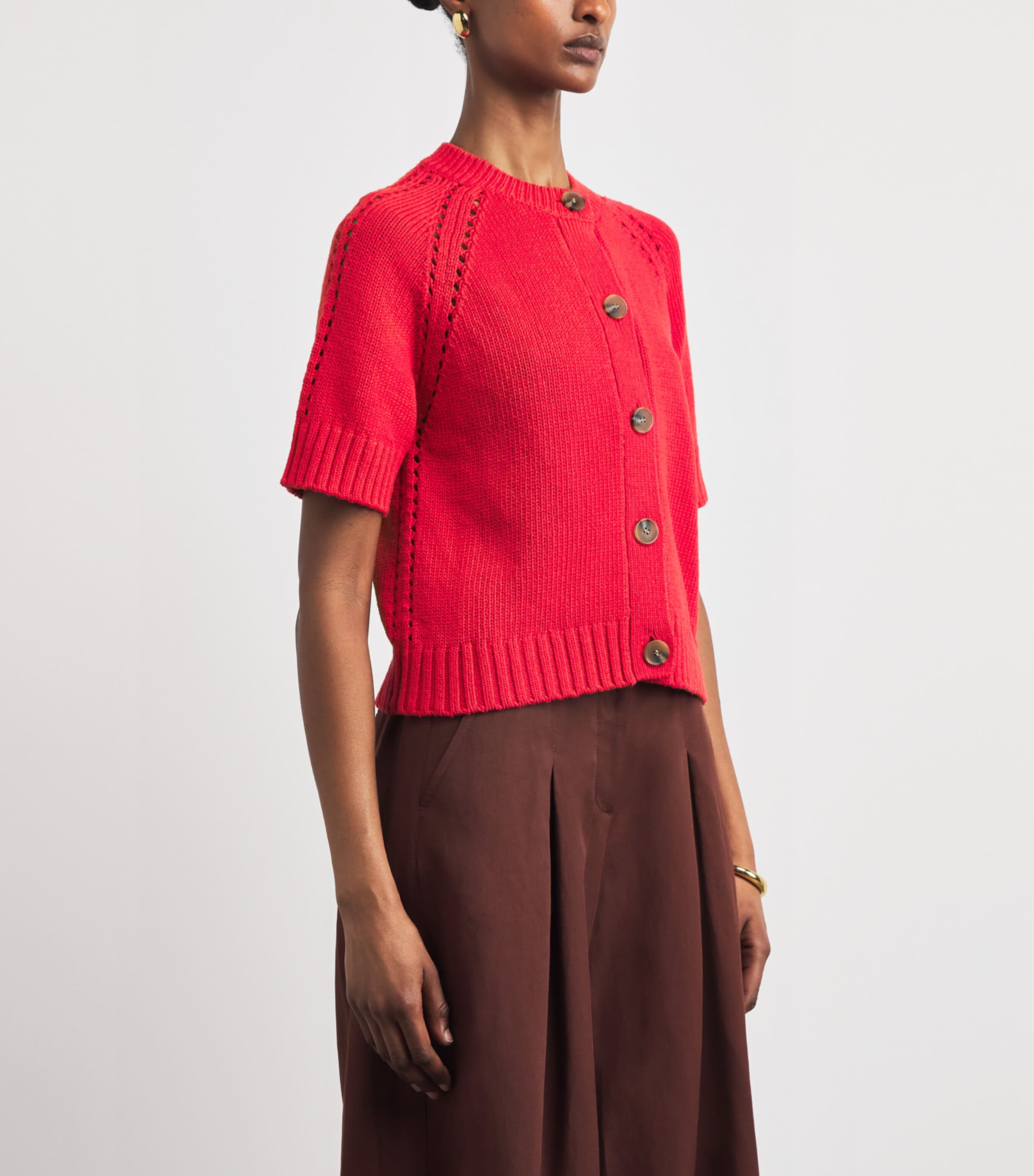 ME+EM Womens Organic Cotton Knit Top Lipstick Red Image 4
