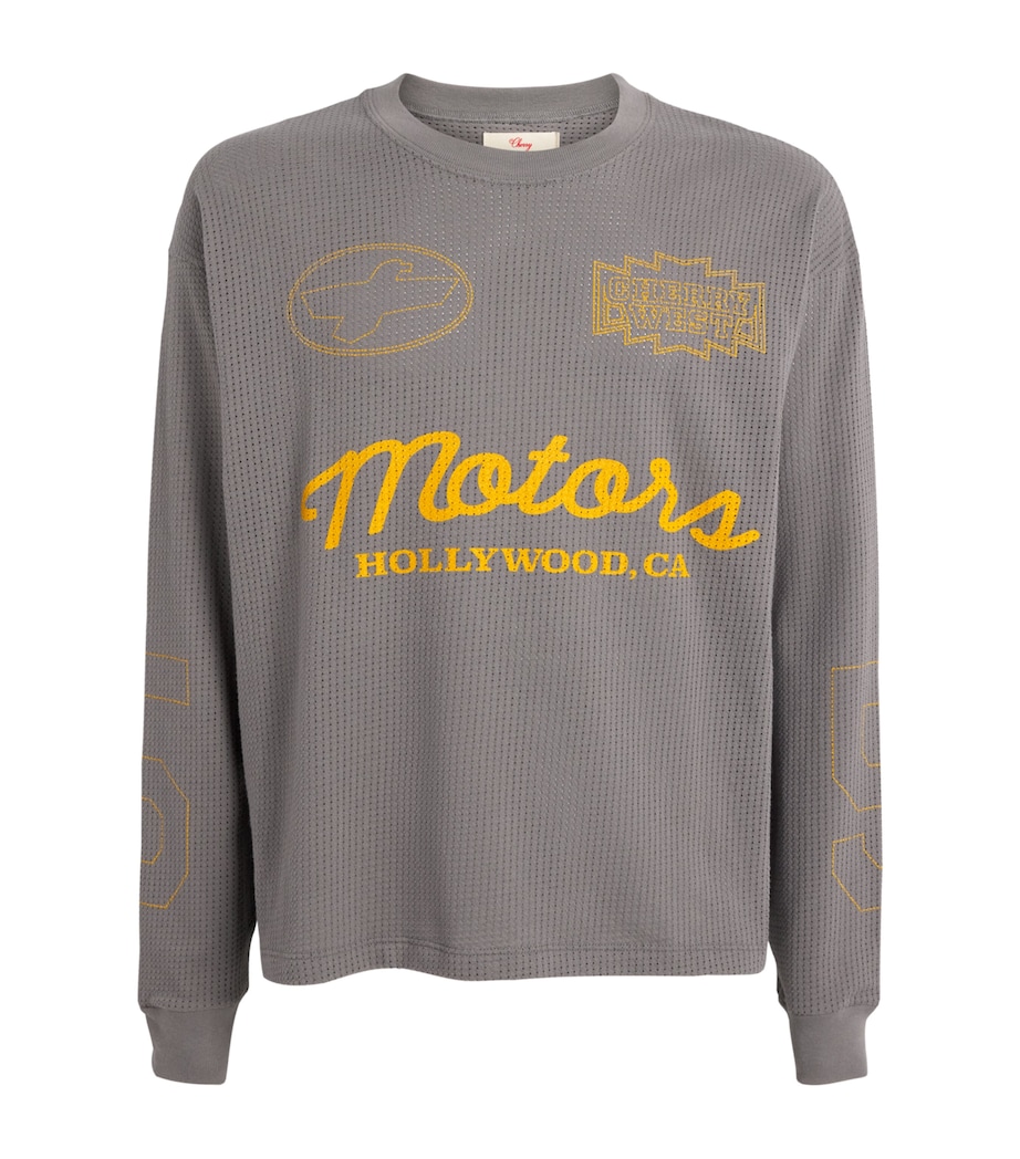 Cherry Los Angeles Mens Mesh Long-Sleeve Motors T-Shirt Charcoal Image 1