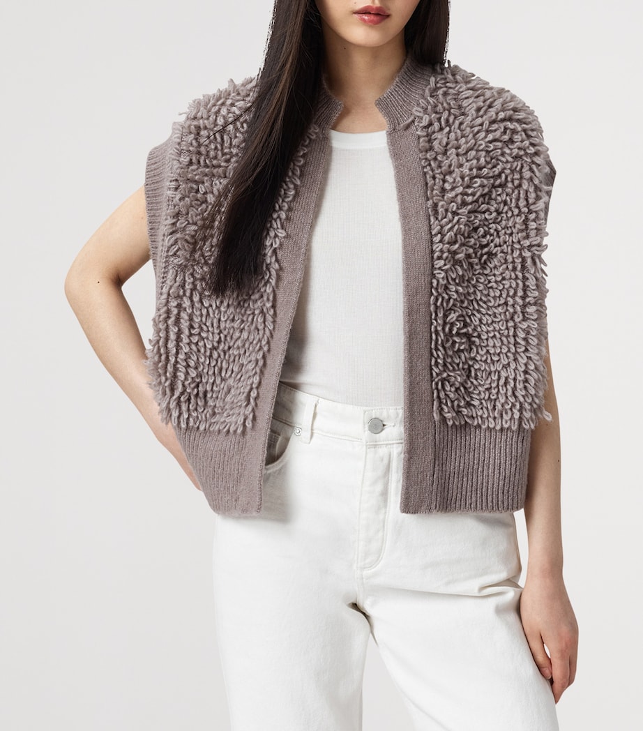 Wool-Blend Open-Front Elias Gilet TAUPE BROWN Image 4