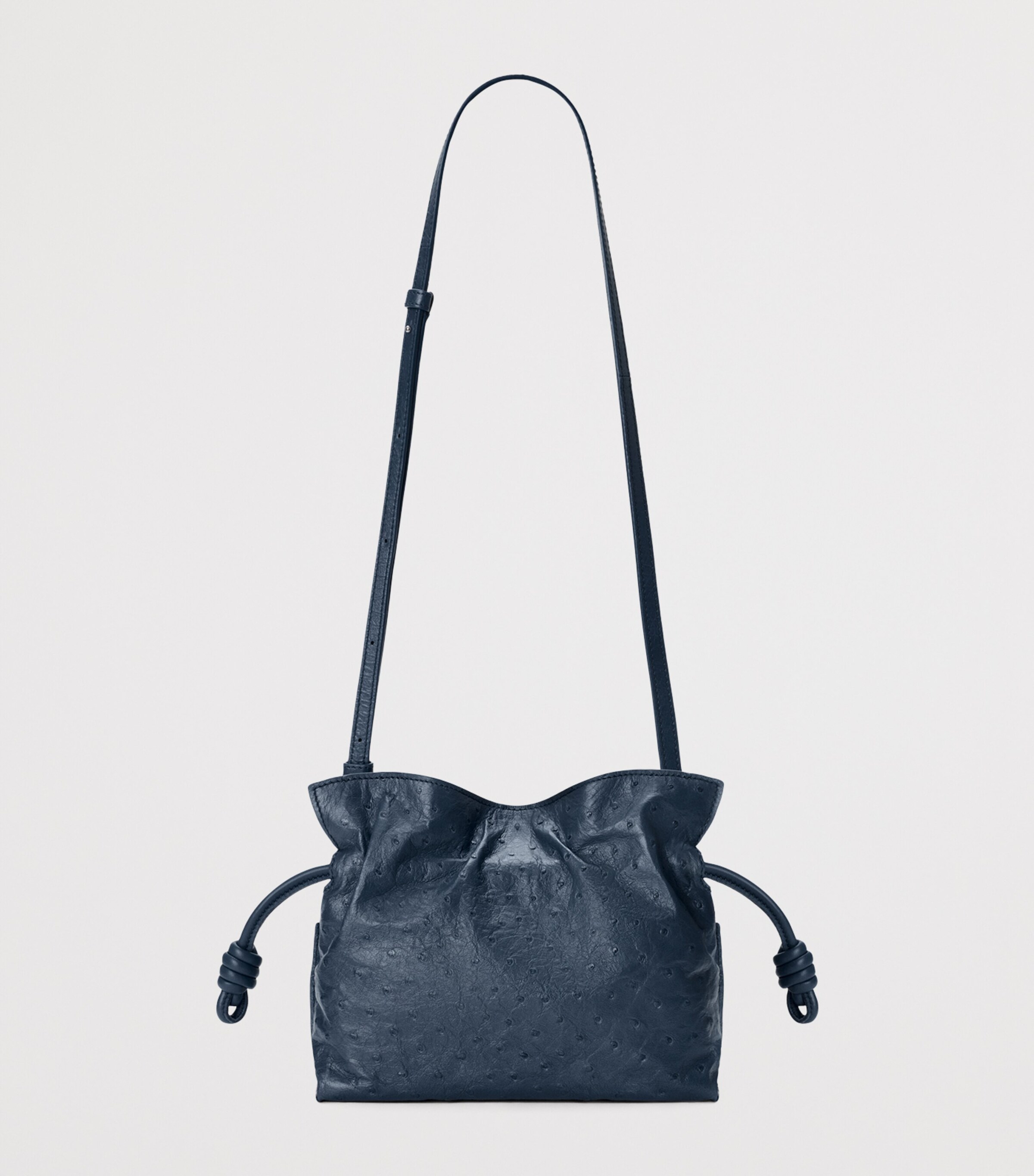 LOEWE Mini Ostrich Leather Flamenco Clutch Bag Deep Navy Image 4