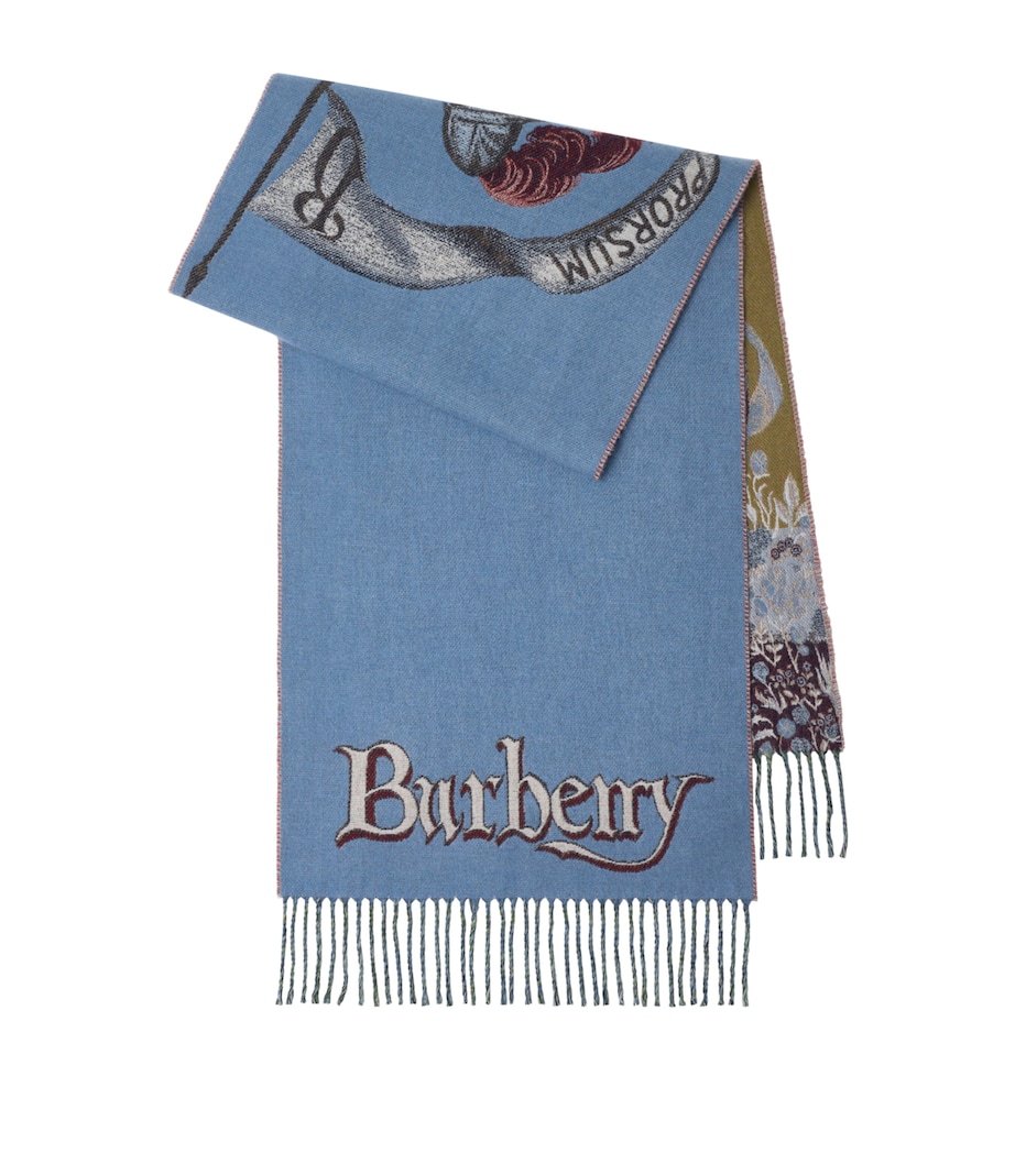 Burberry Cashmere Knight Portrait Scarf Armour Blue Image 1
