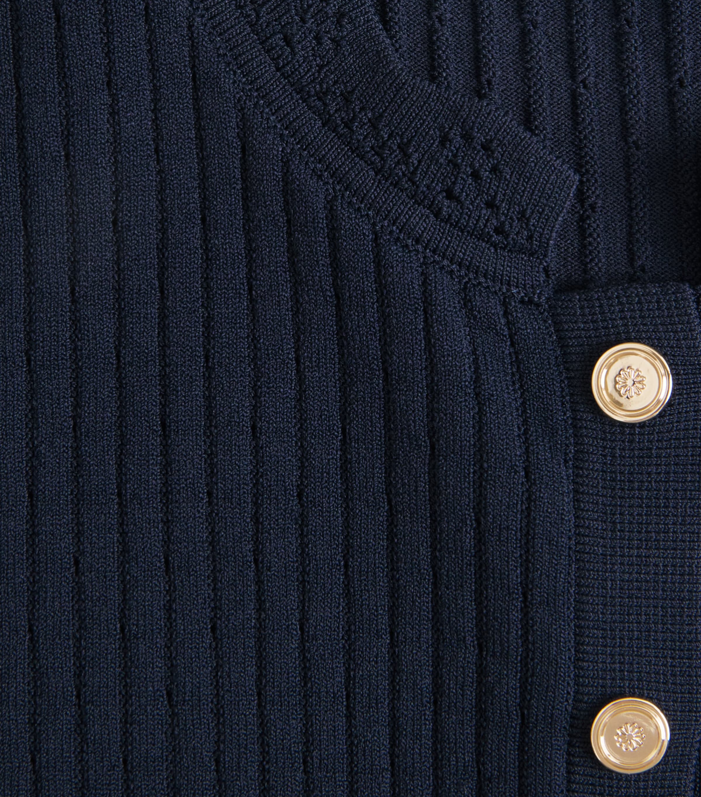 Sandro Paris Womens Rib-Knit Cropped Cardigan Navy Blue Image 6