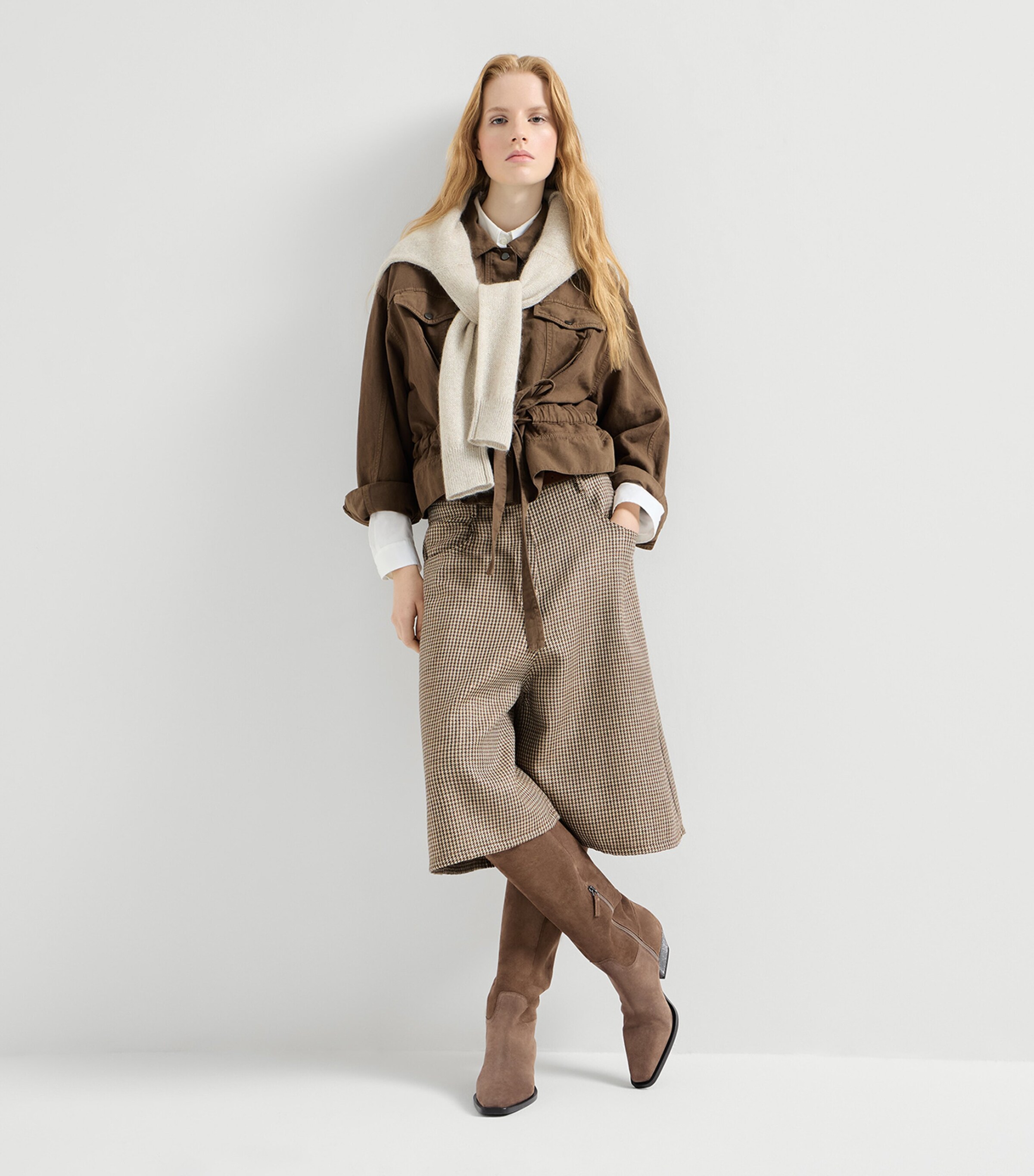 Brunello Cucinelli Suede Monili-Heel Knee-High Boots 50 Image 2
