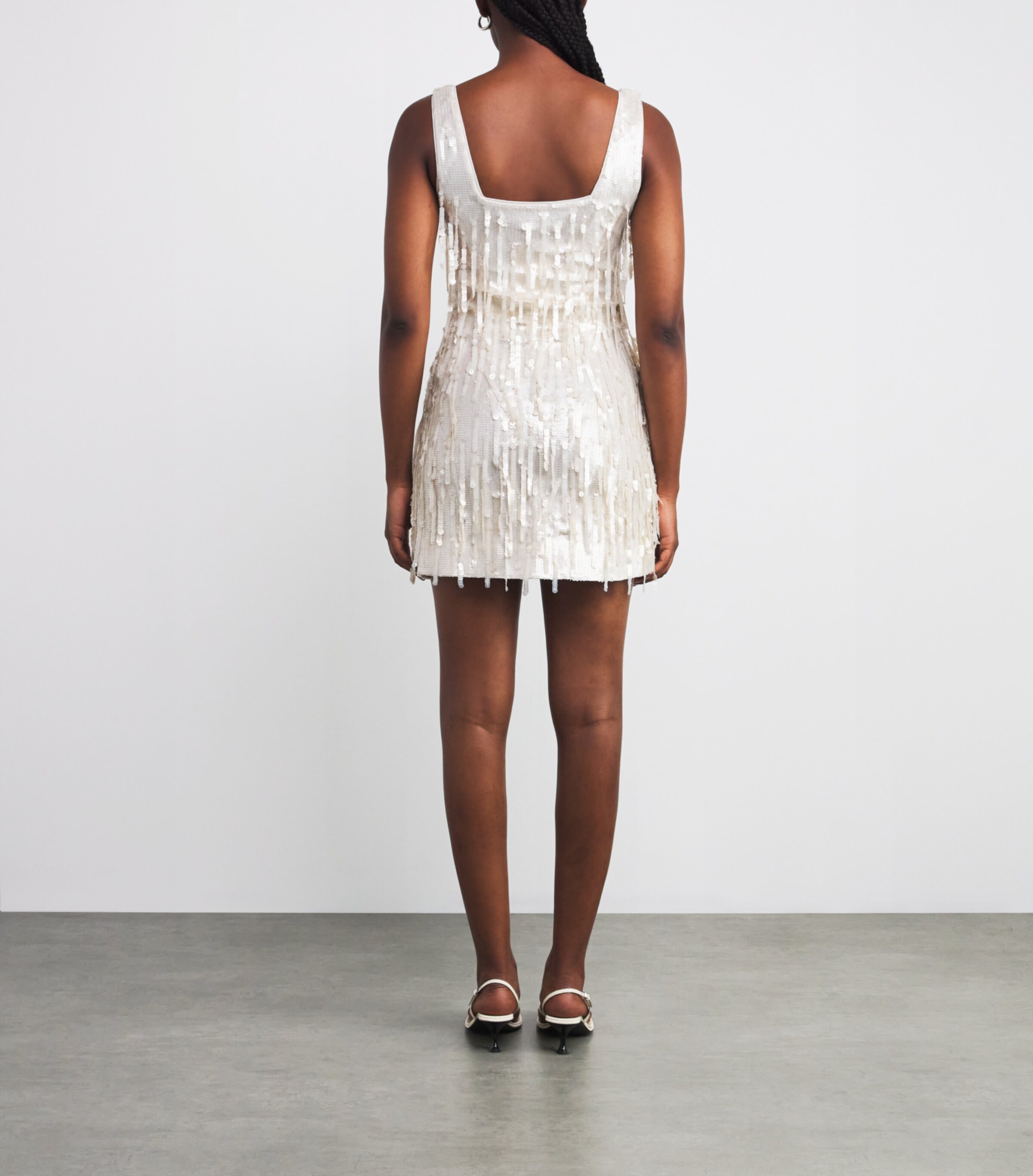 STAUD Womens Sequin Le Sable Mini Dress Pearl Image 3