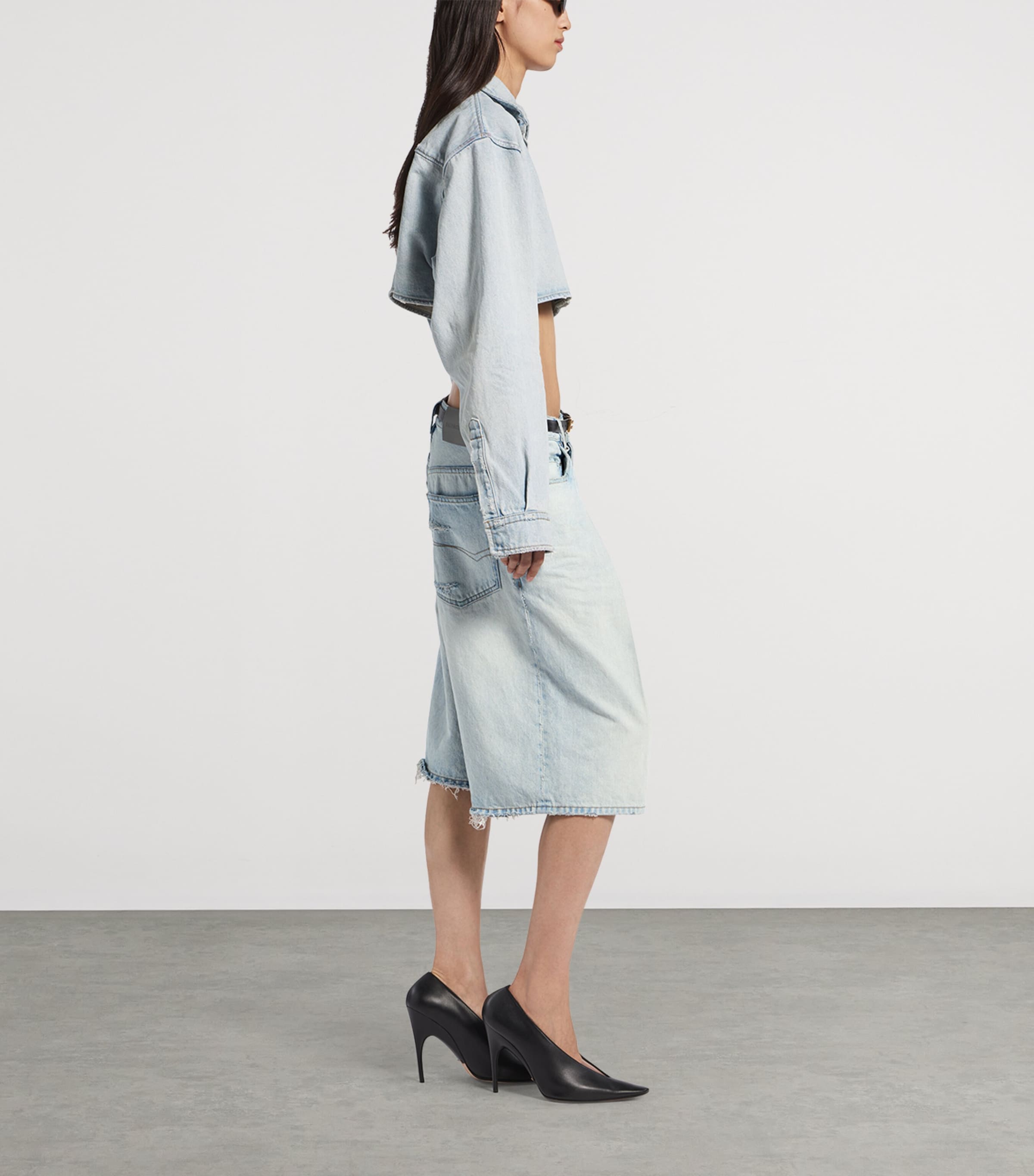 Balenciaga Womens Cropped Denim Shirt Image 4