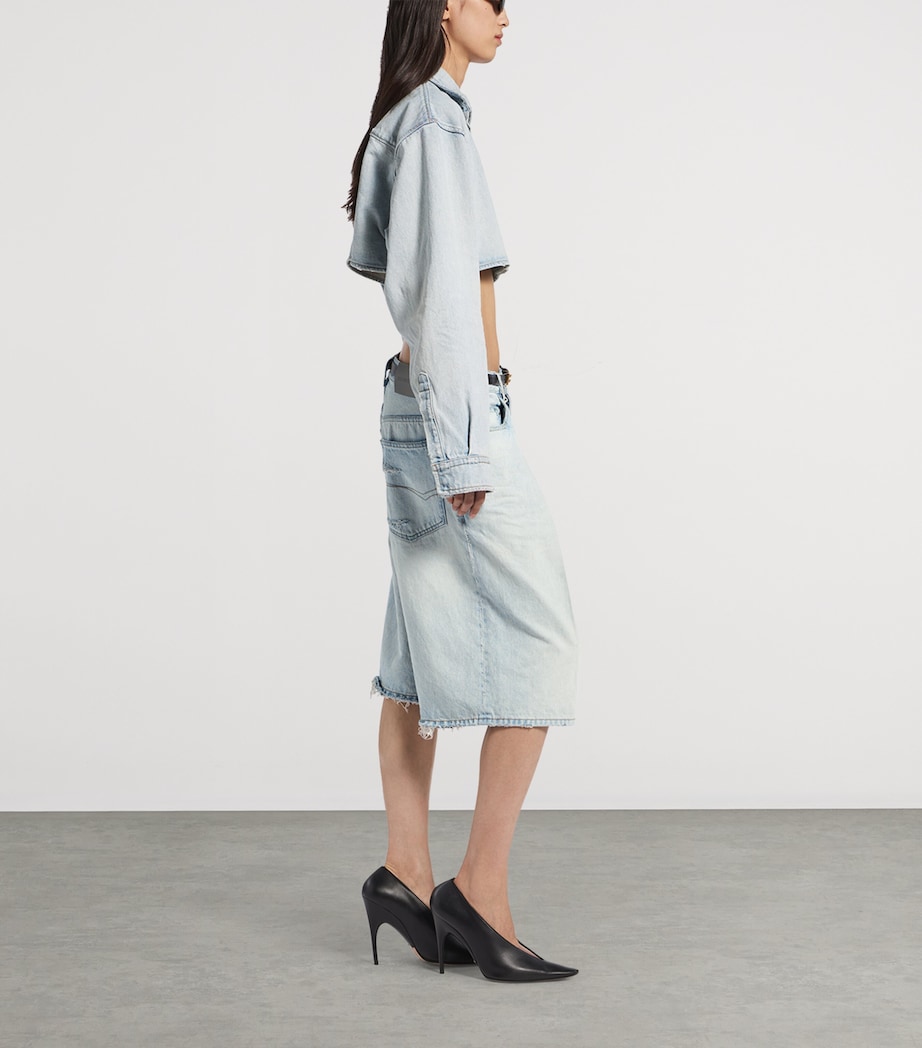 Balenciaga Womens Cropped Denim Shirt Image 4