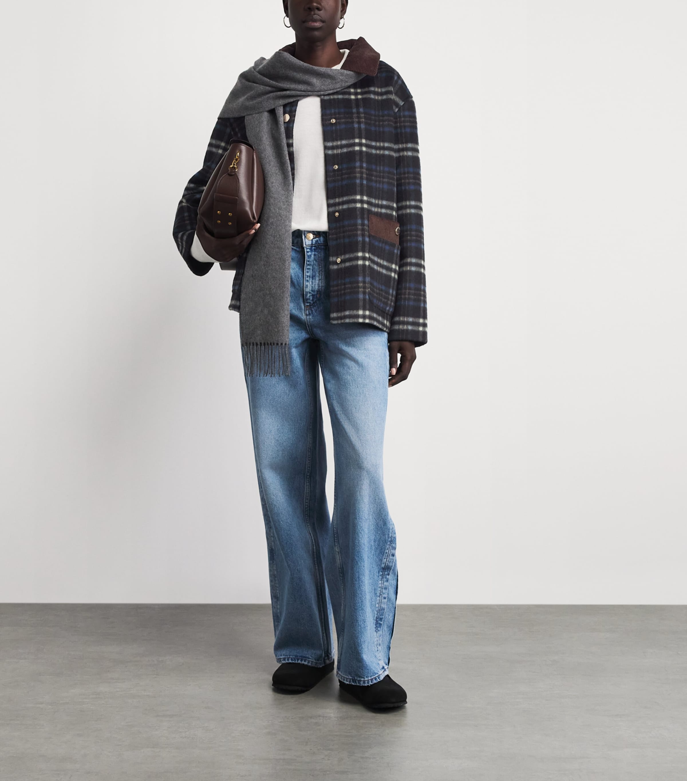 Claudie Pierlot Womens Wool-Blend Check Jacket Multicolored Image 2