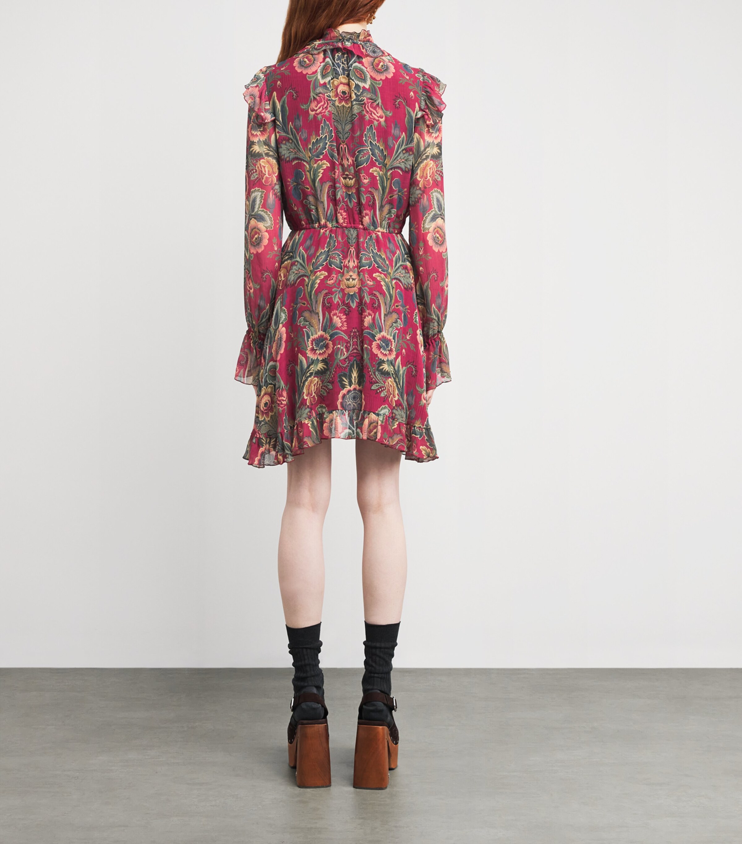 Etro Womens Ruffle Floral Mini Dress Image 4