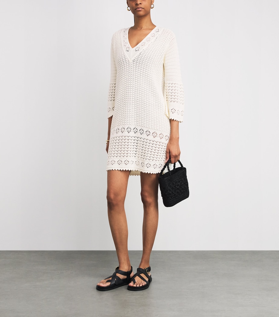 Eres Womens Crochet Divinia Mini Dress Ecru Image 2