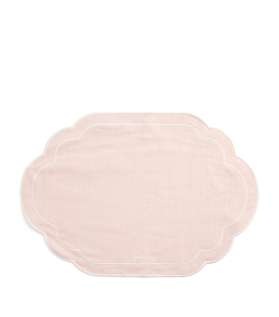 Harrods Linen Embroidered Placemat Pink Image 1