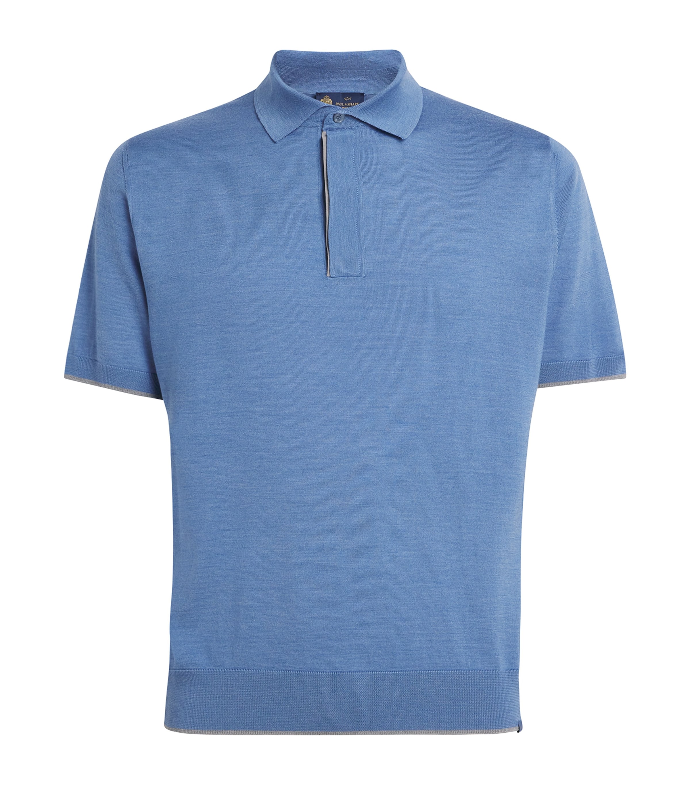 Paul & Shark Mens Wool-Silk Polo Shirt Light Blue Image 1