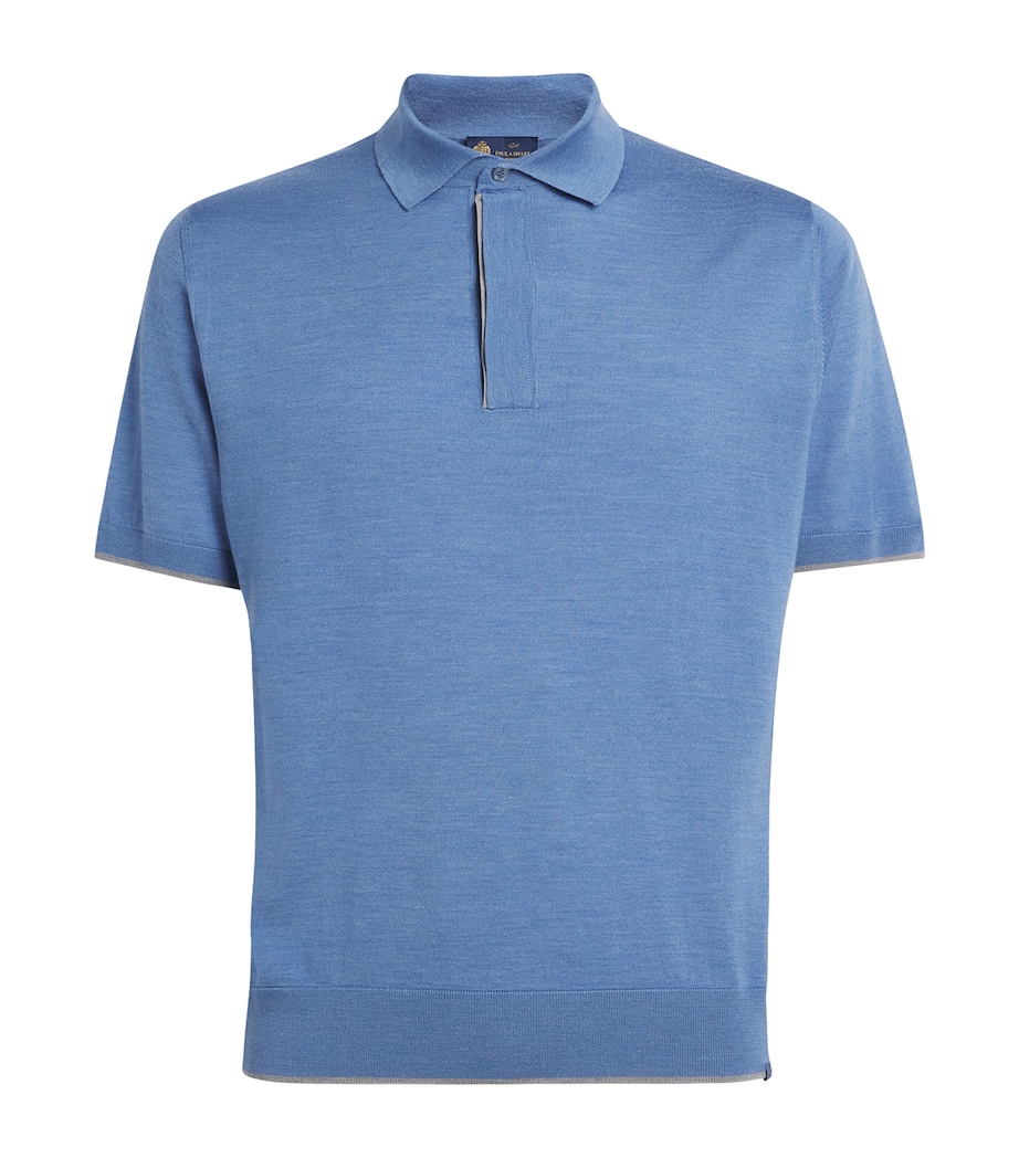 Paul & Shark Mens Wool-Silk Polo Shirt Light Blue Image 1