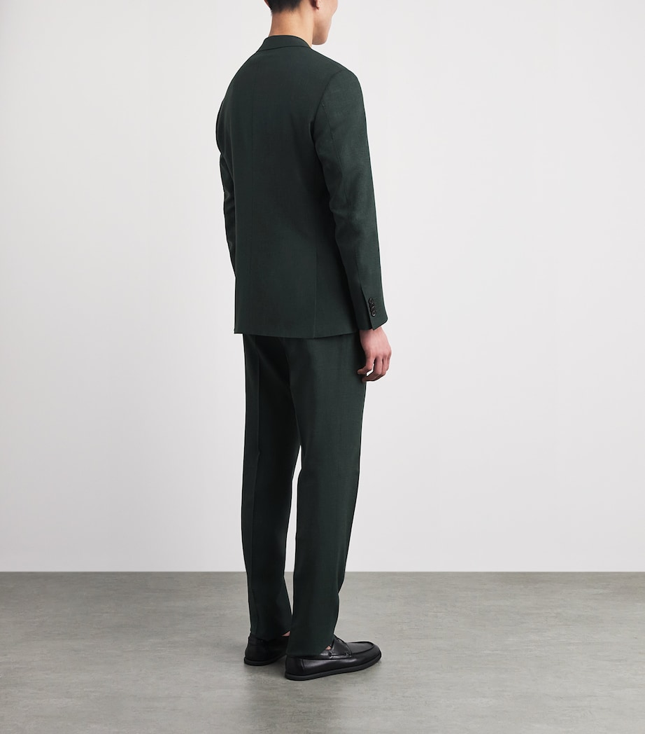 Corneliani Mens Virgin Wool-Silk-Linen Academy Soft 2-Piece Suit Green Coloured Image 4