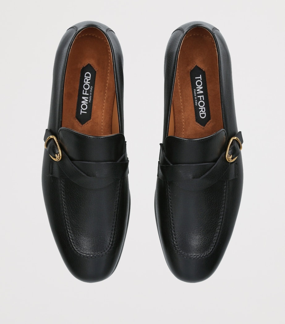 Suede Side Buckle Loafers BLACK Image 4