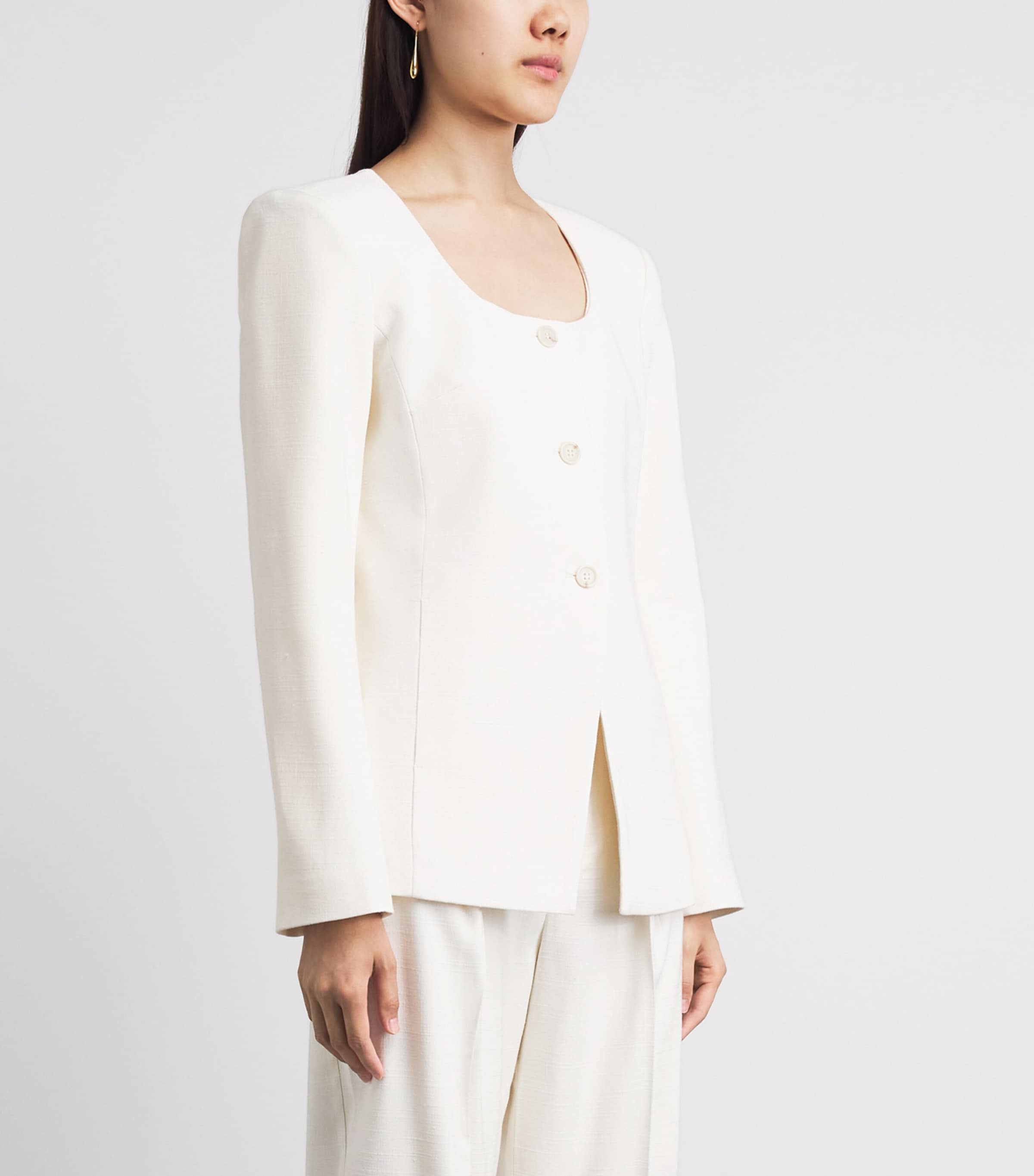 PAIGE Womens Scoop-Neck Edina Blazer Bone Image 4