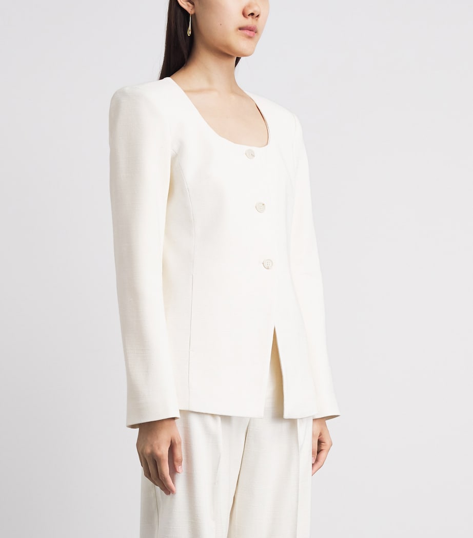 PAIGE Womens Scoop-Neck Edina Blazer Bone Image 4