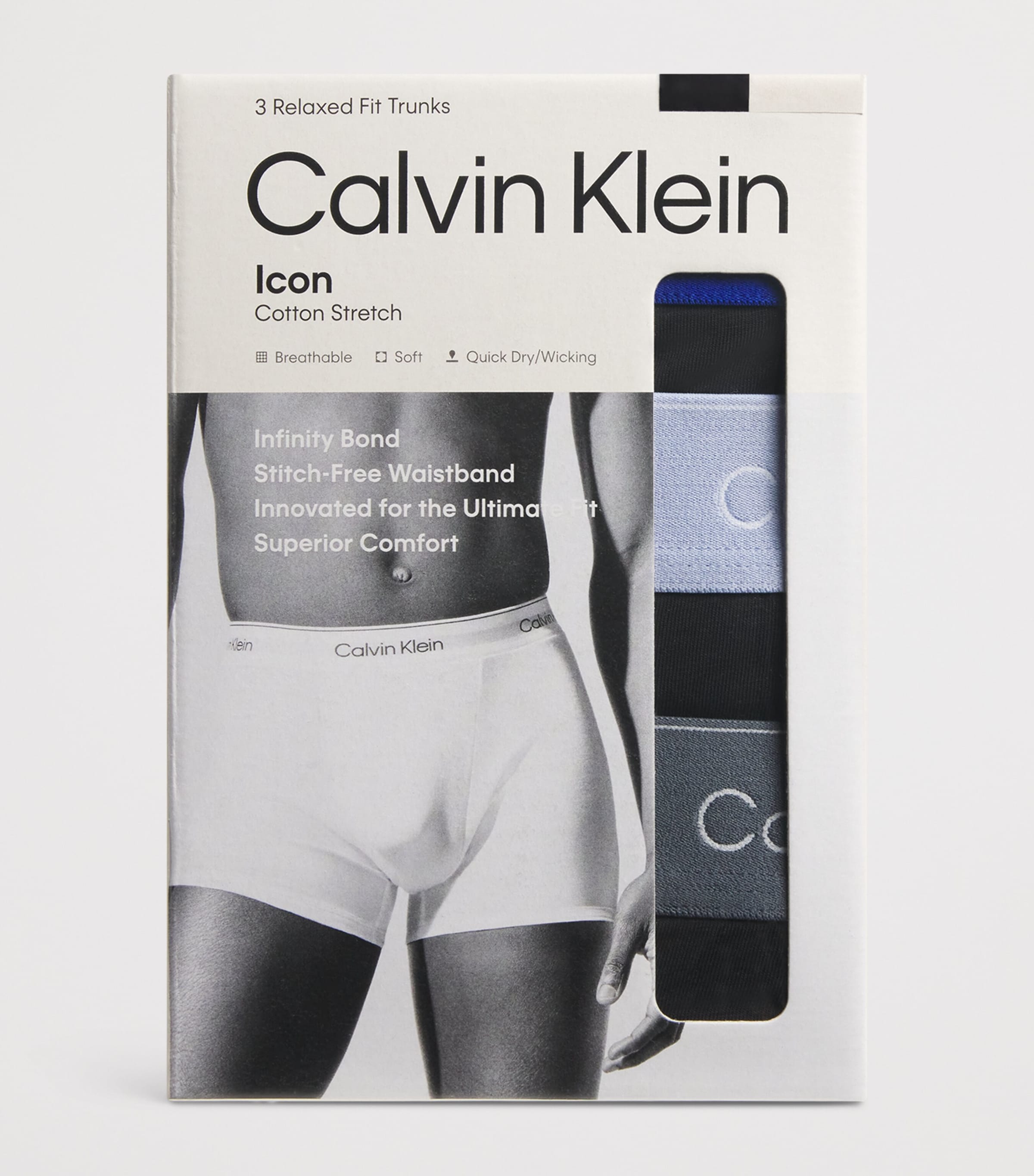 Stretch-Cotton Relaxed Icon Trunks (Pack of 3) BLACK W/ ROYALTY WB Image 4