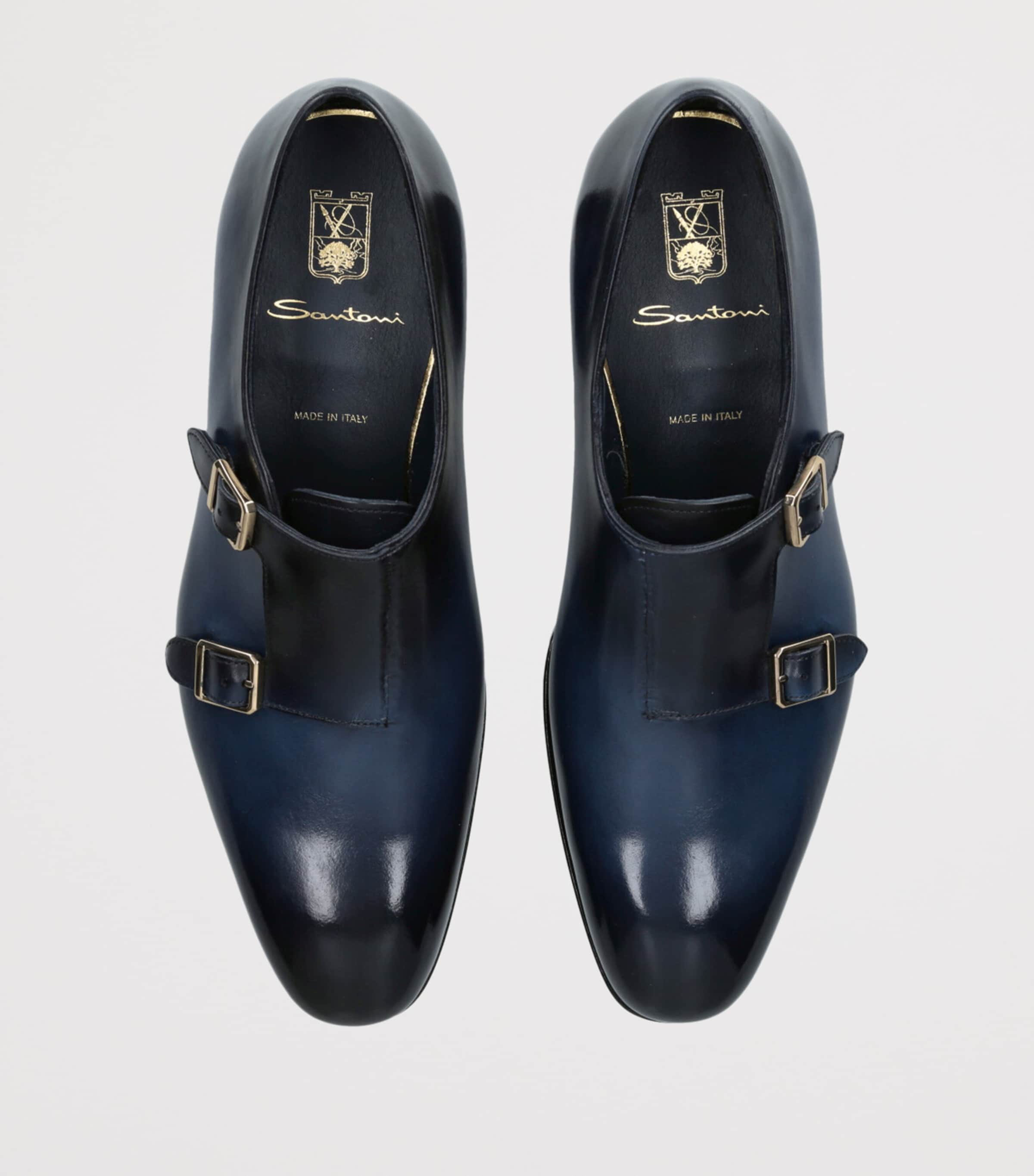 Leather Eterna Double Monk Oxford Shoes NAVY Image 4