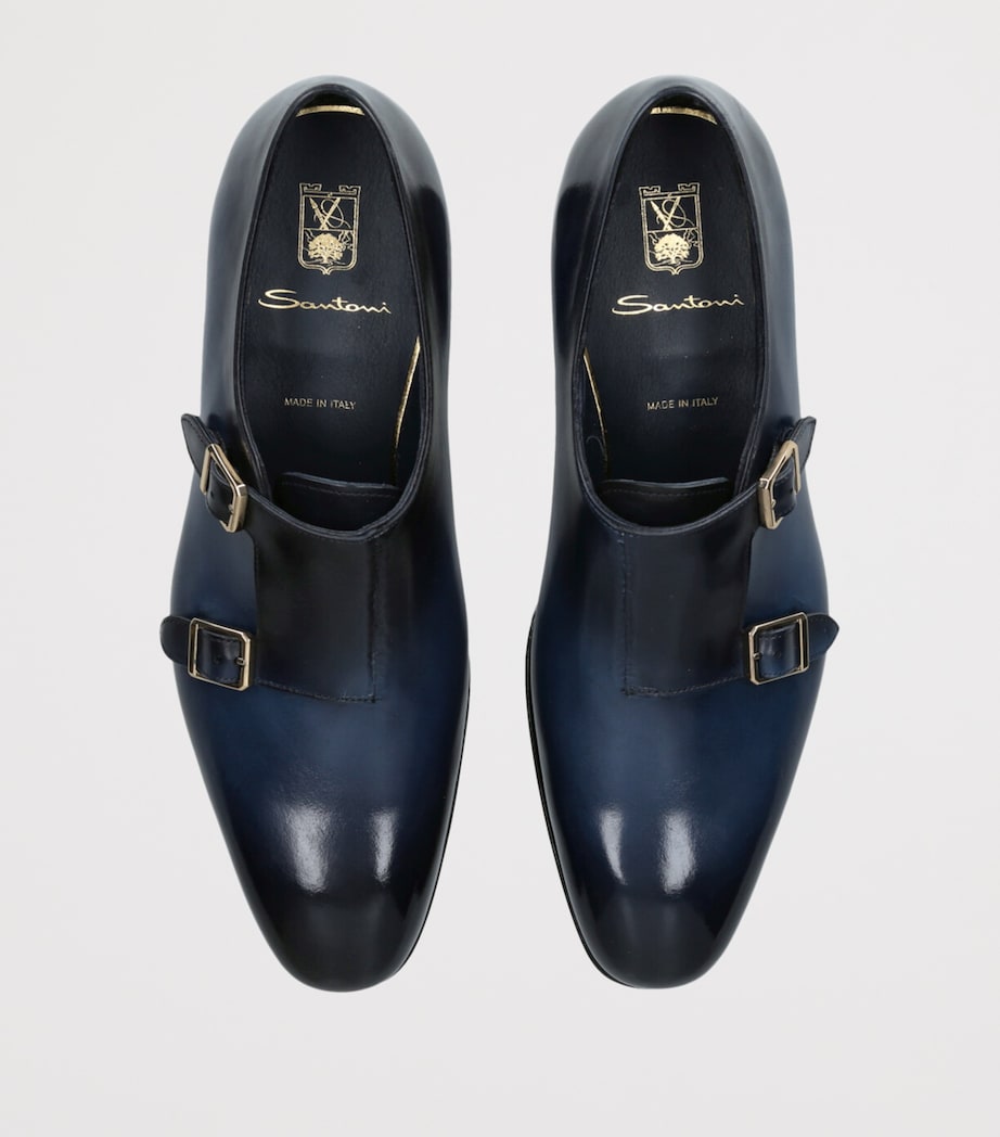 Leather Eterna Double Monk Oxford Shoes NAVY Image 4