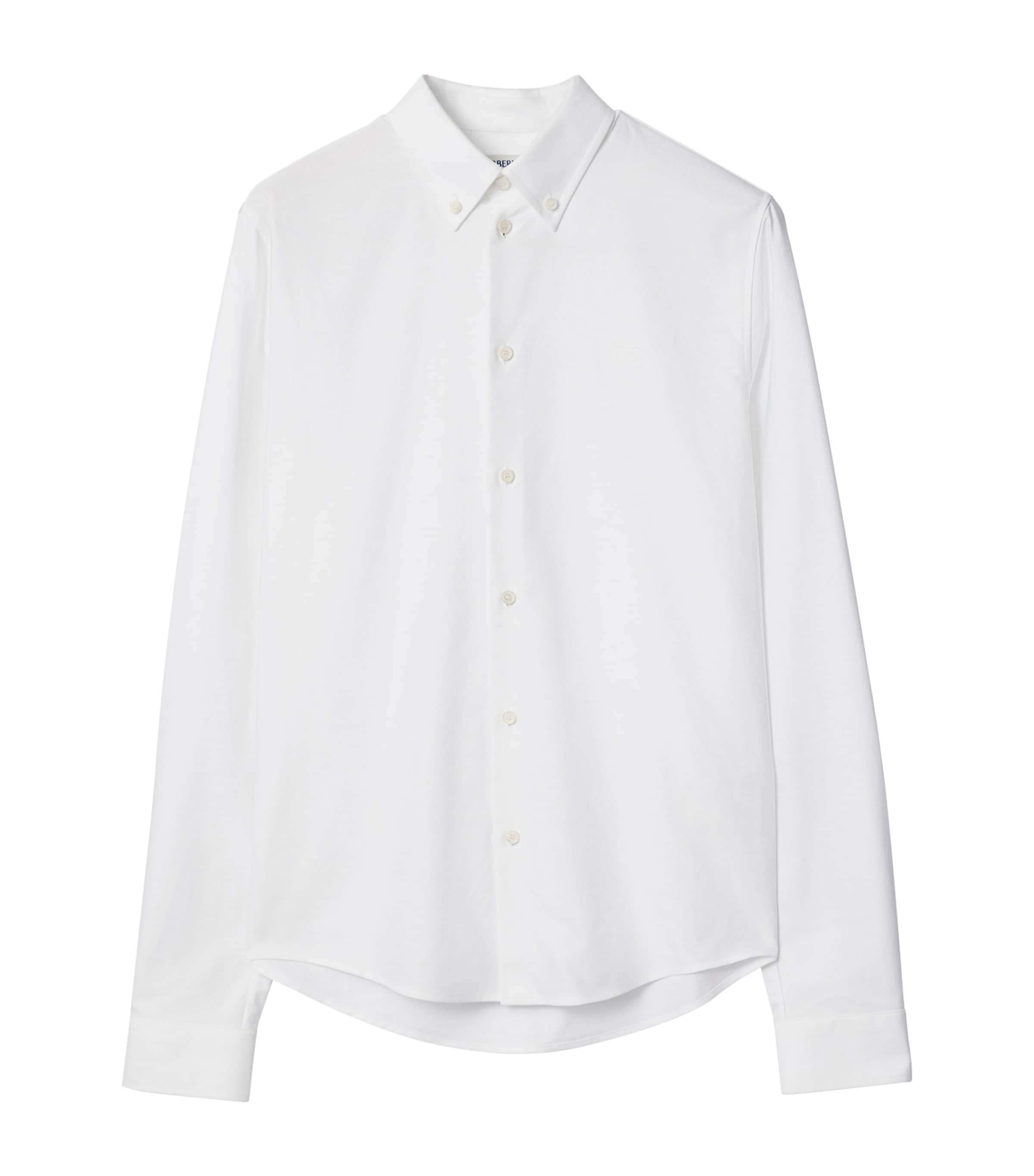 Cotton Check Slim Oxford Shirt WHITE Image 1