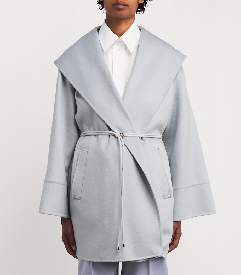 Cashmere Wrap Coat A22 LIGHT BLUE - SKY Image 3
