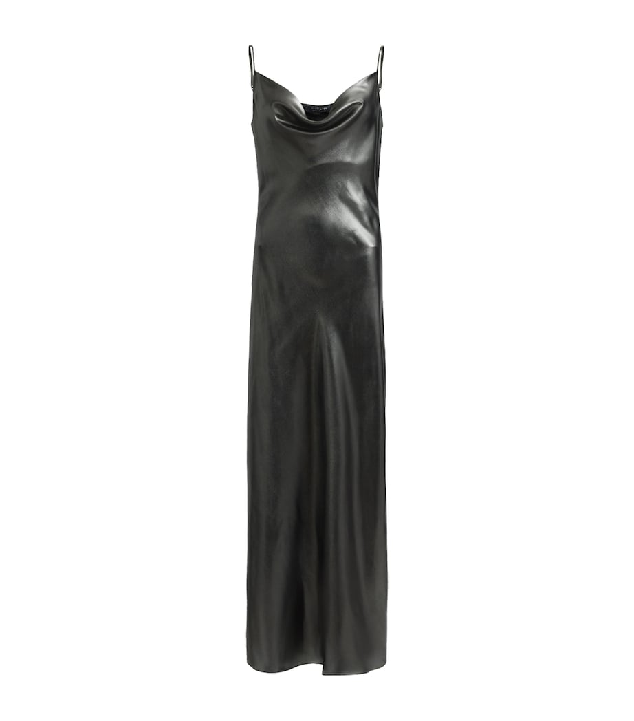 allsaints hadley metallic dress AllSaints Hadley maxi dress in metallic red