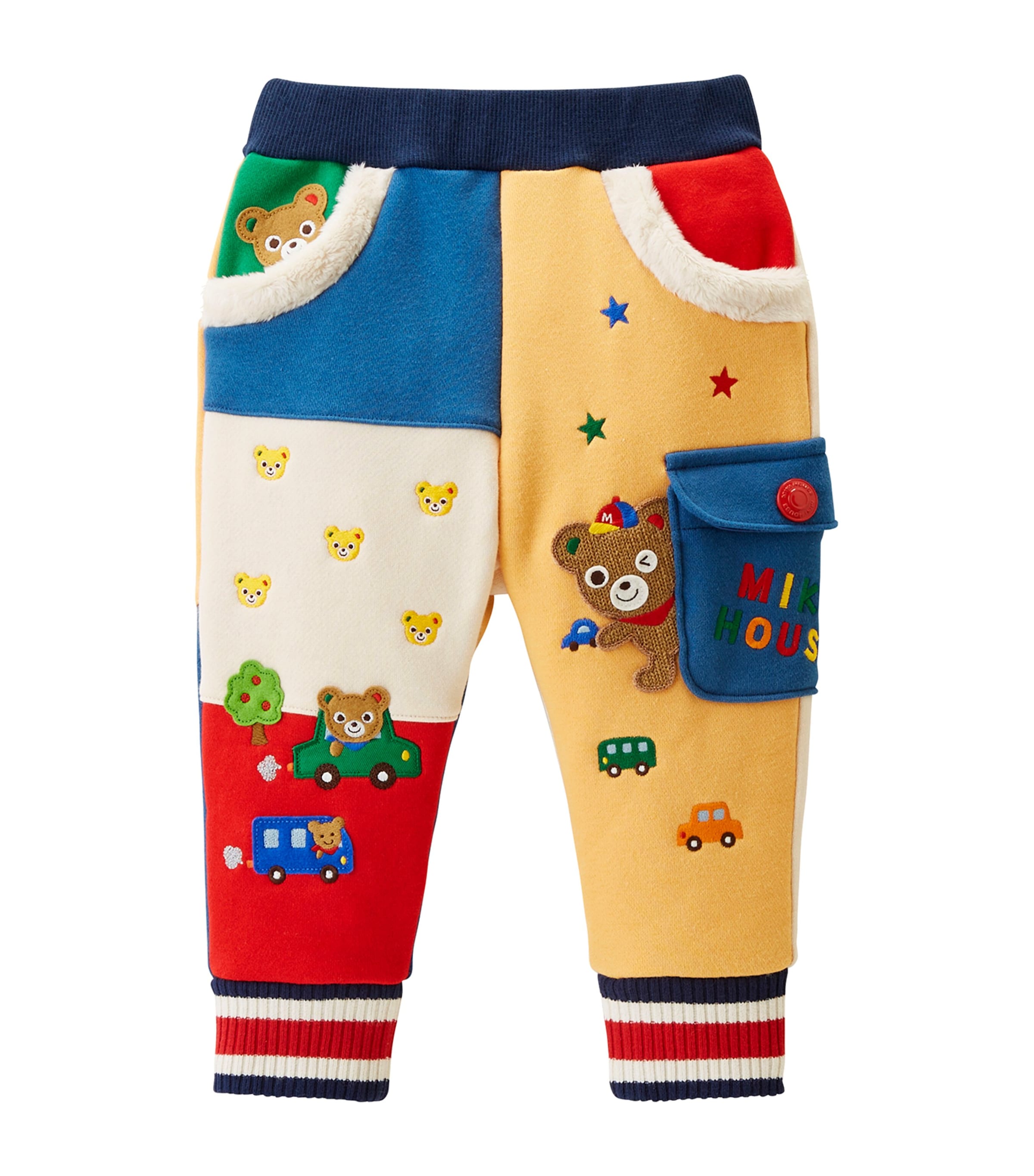 Miki House Kids' Embroidered Padded Leggings In Navy