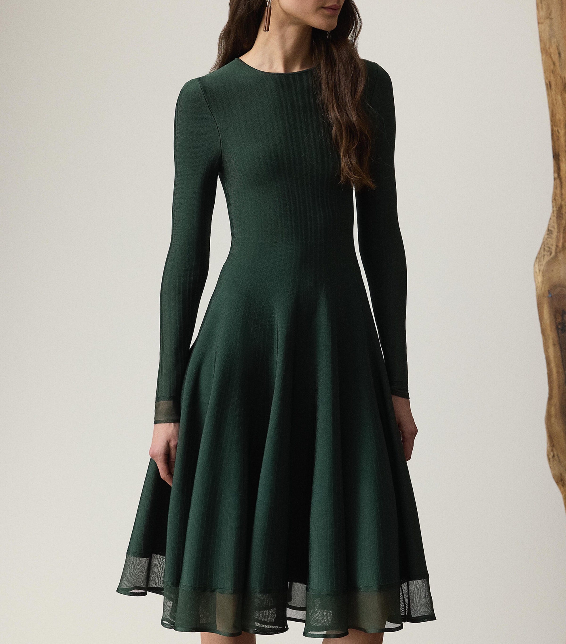 Sheer Edge Midi Dress DARK RACING GREEN Image 2