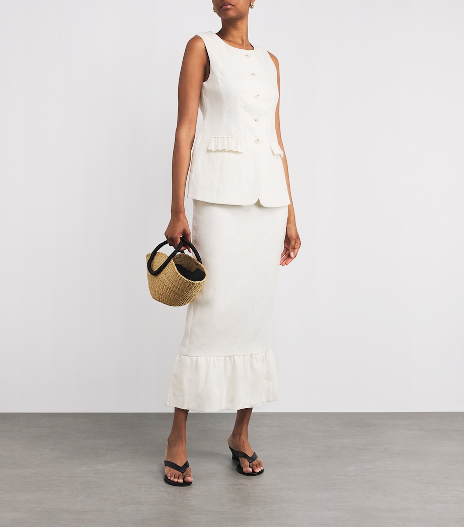 Linen Matilda Tailored Top CREAM Image 2