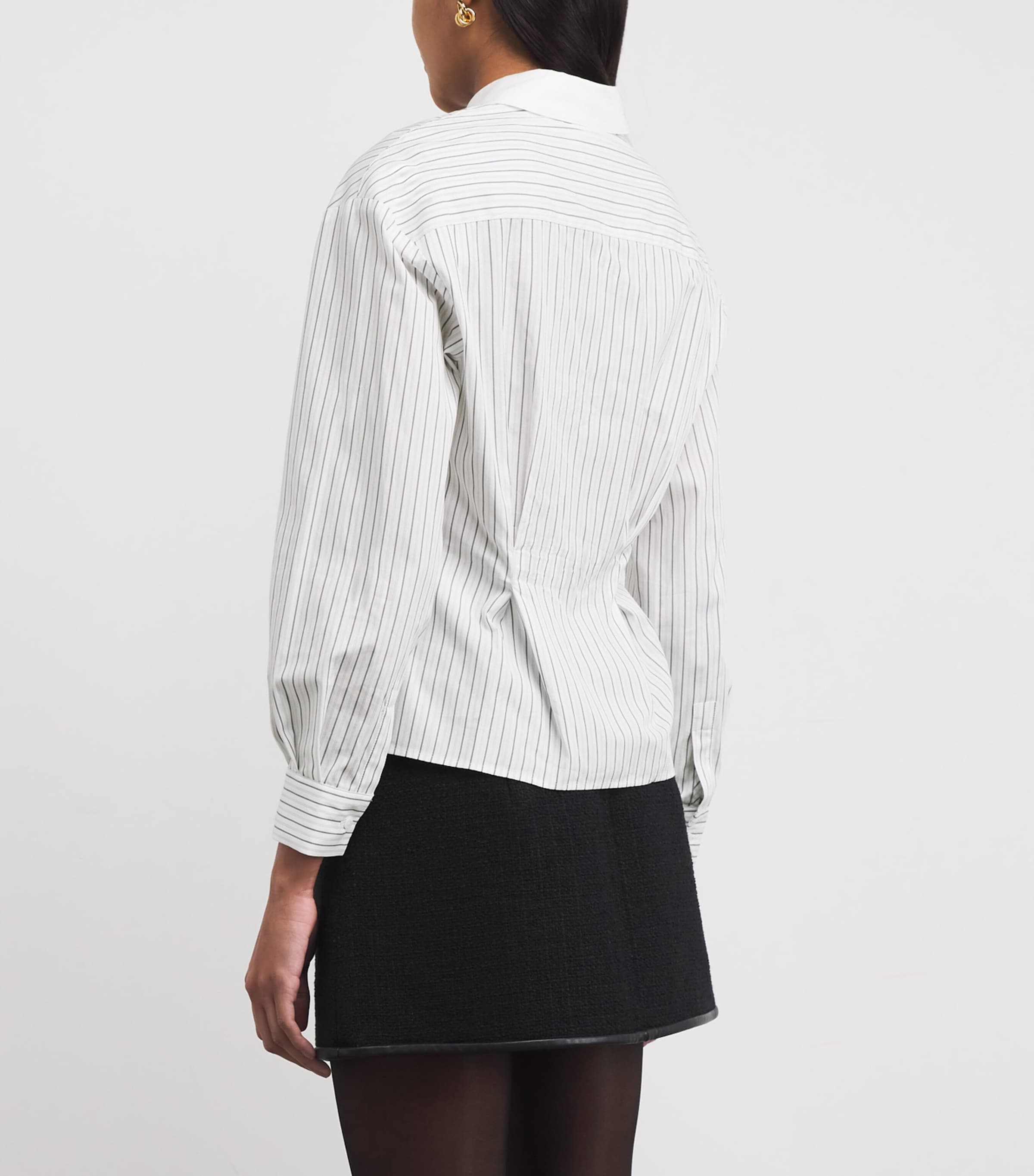 Cotton Cinched Stripe Shirt DUAL-COLOR Image 4