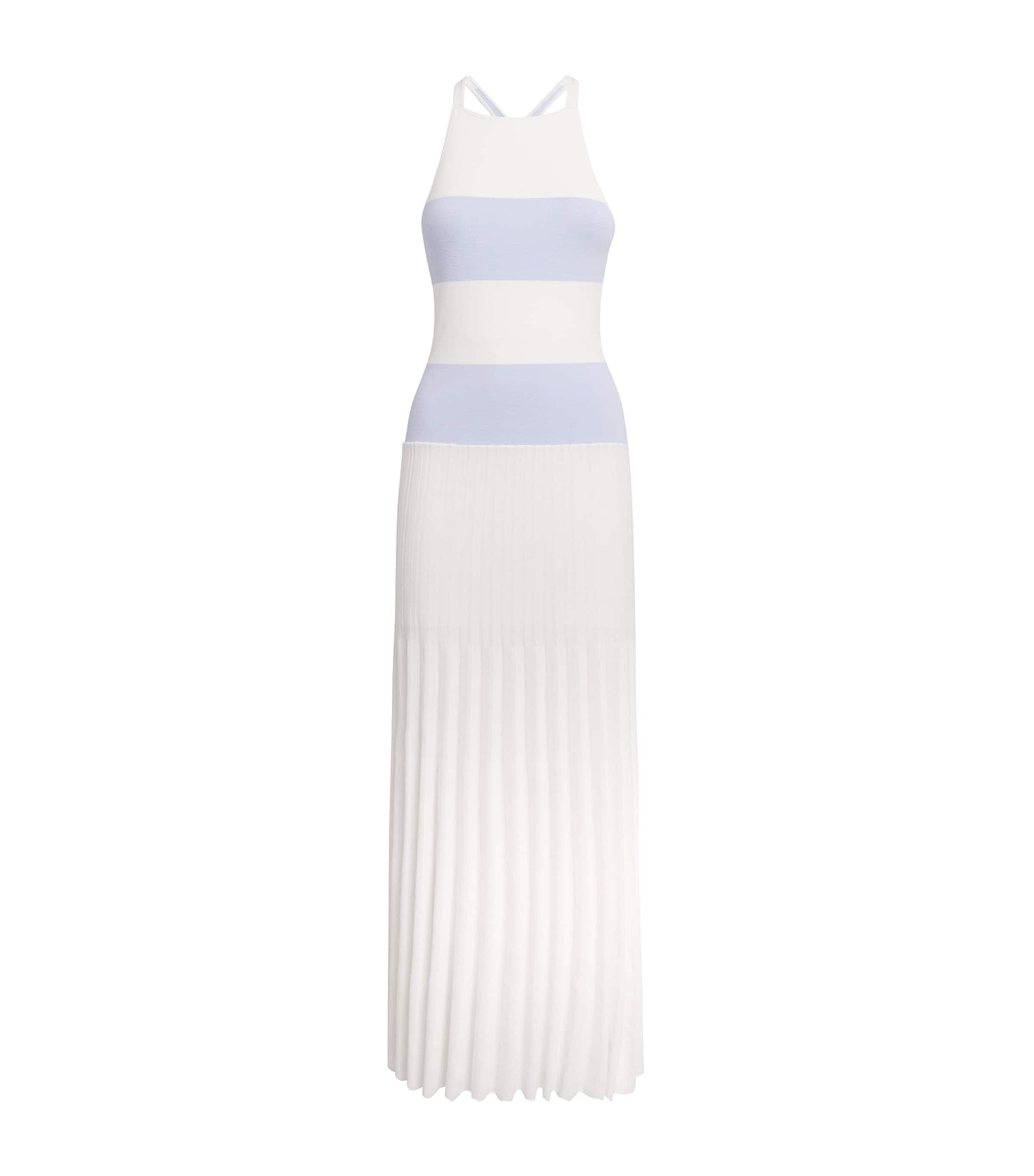 Claudie Pierlot Dropped-waist Stripe Maxi Dress In White