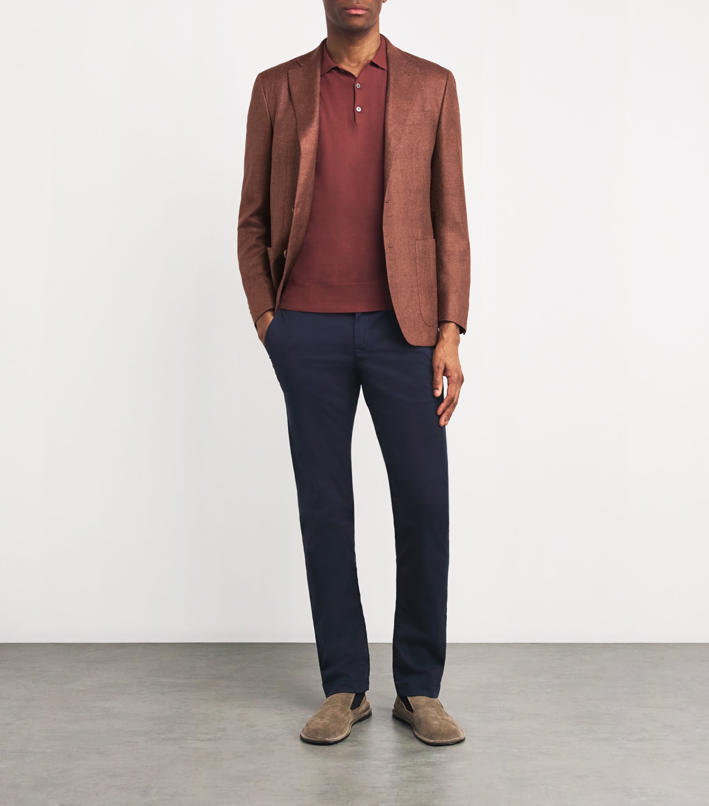 Canali Mens Silk-Cashmere Check Blazer Image 2