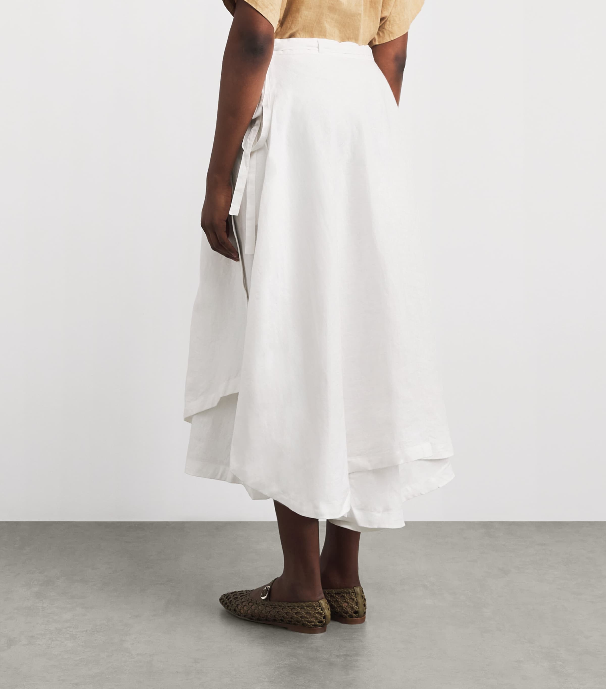 Polo Ralph Lauren Womens Linen Wrap Midi Skirt White Image 5