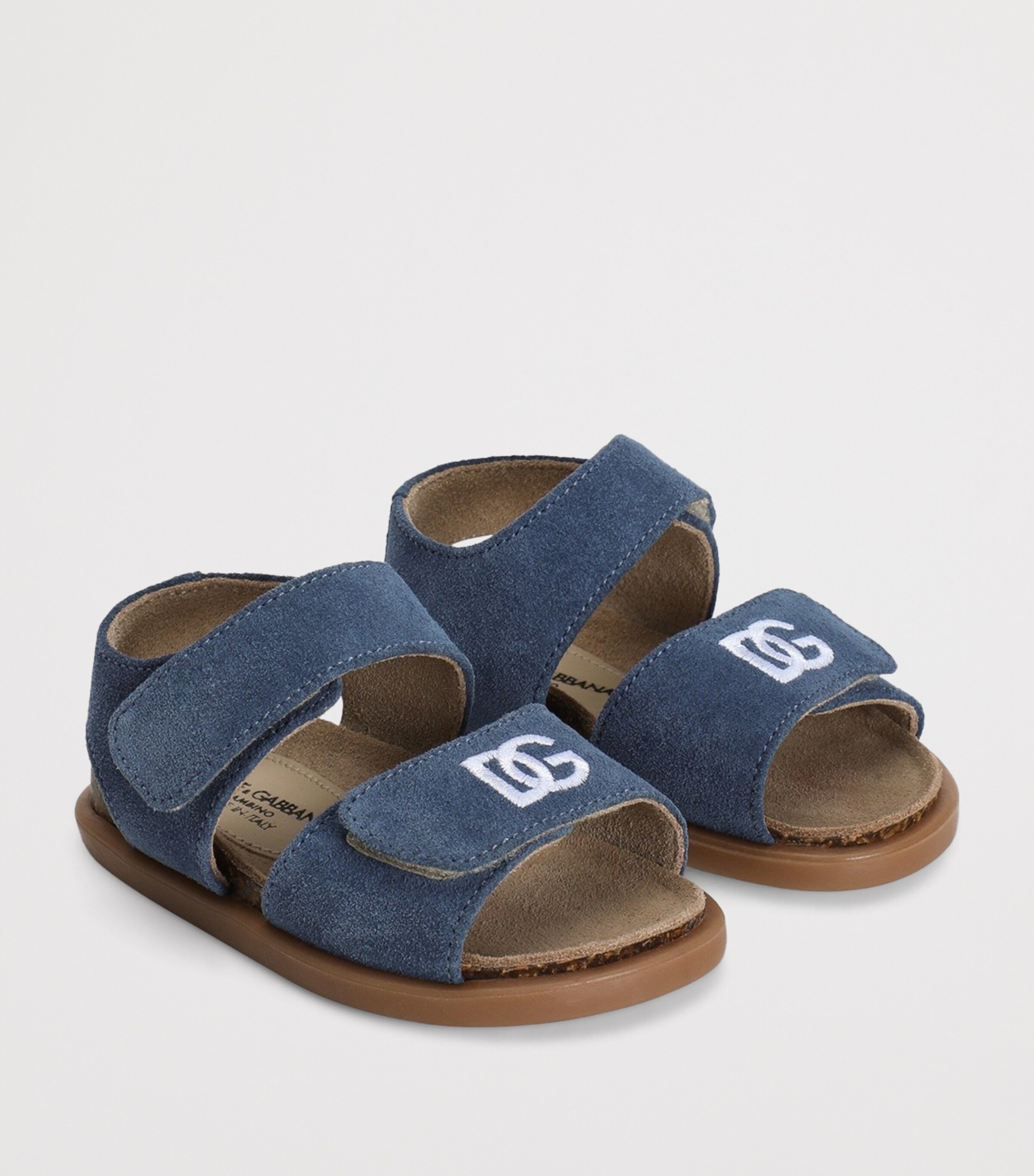 Dolce&Gabbana Kids Suede Logo Sandals White Image 2