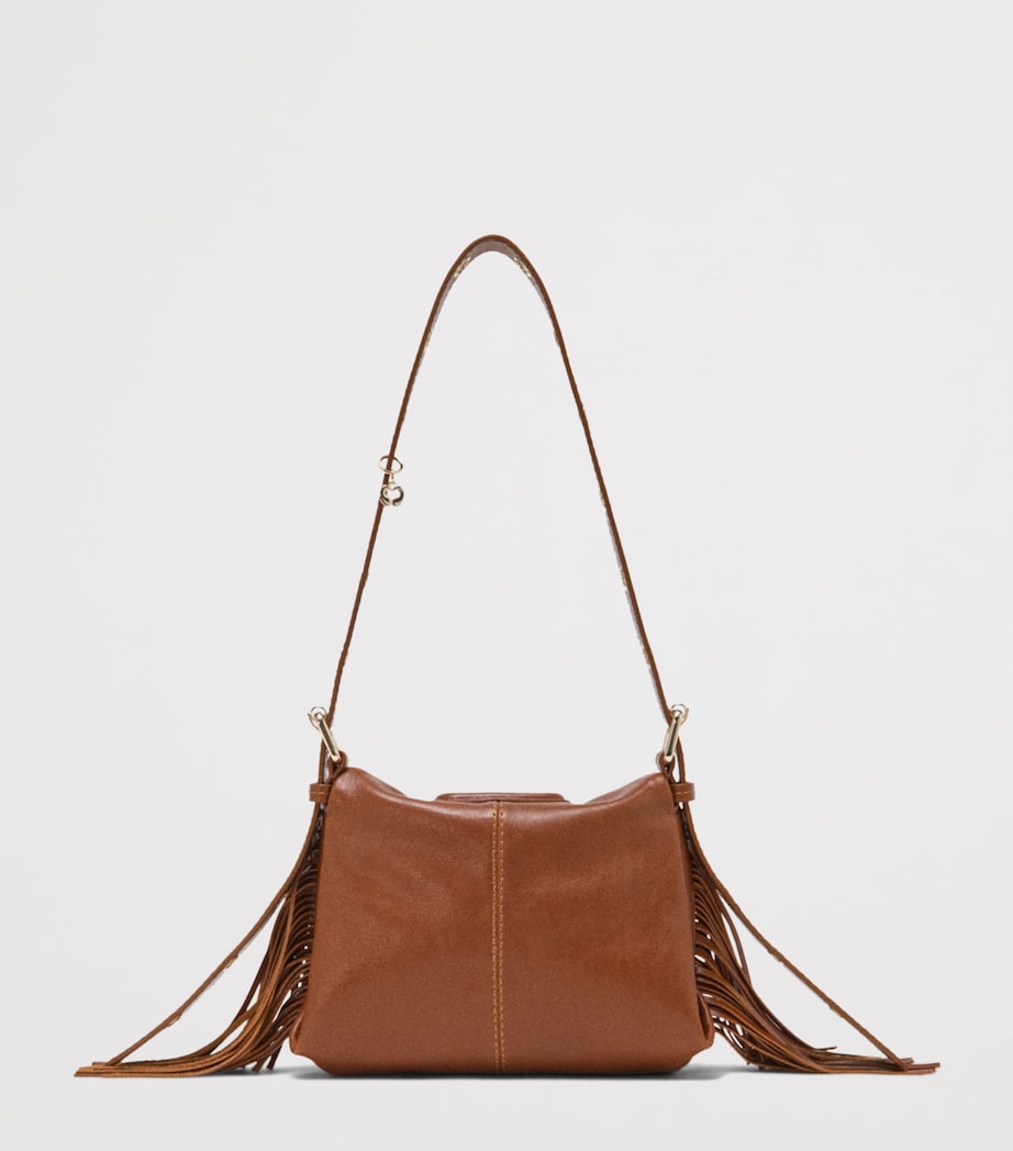 Maje Mini Leather Miss M Shoulder Bag Tobacco Image 2