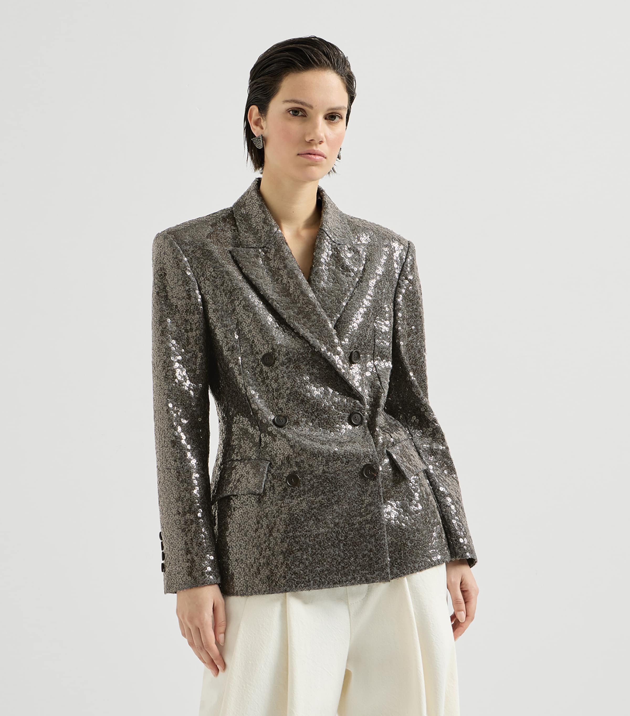 Brunello Cucinelli Womens Virgin Wool Sequin Blazer Image 2