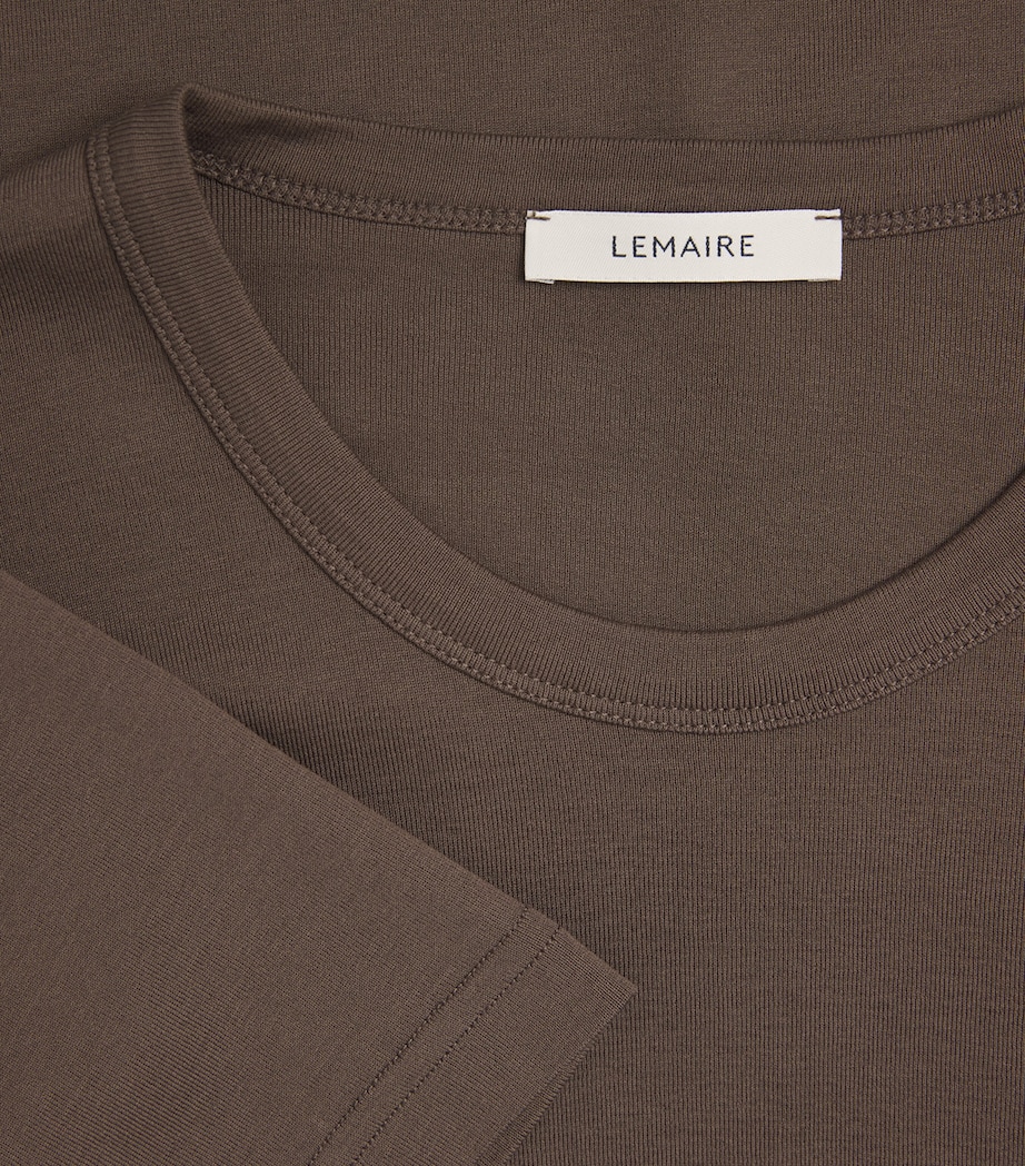 Lemaire Womens Cotton Ribbed Long-Sleeve T-Shirt Carob Image 6