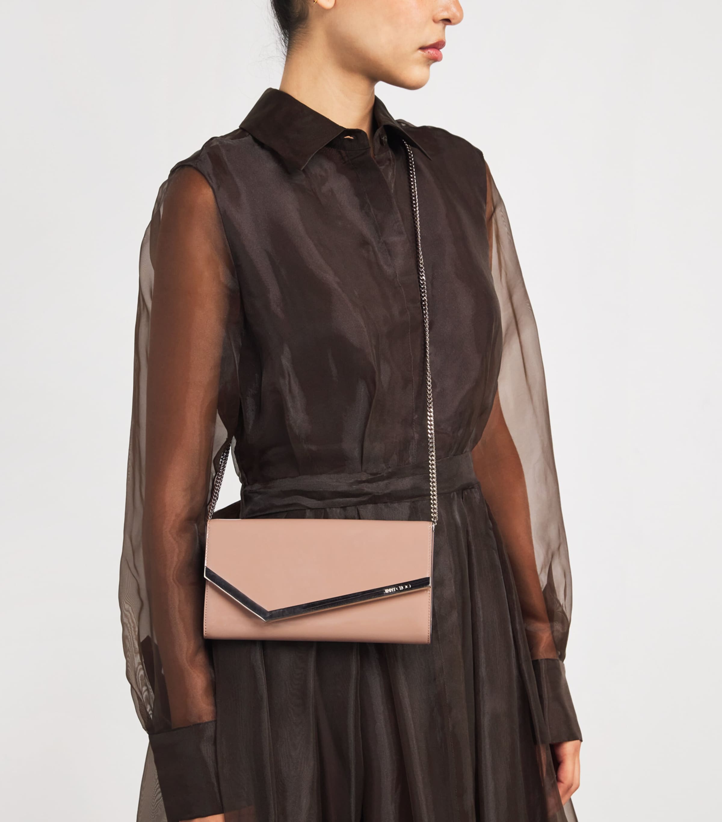 Leather Emmie Clutch Bag BALLET PINK/LIGHT GO Image 5