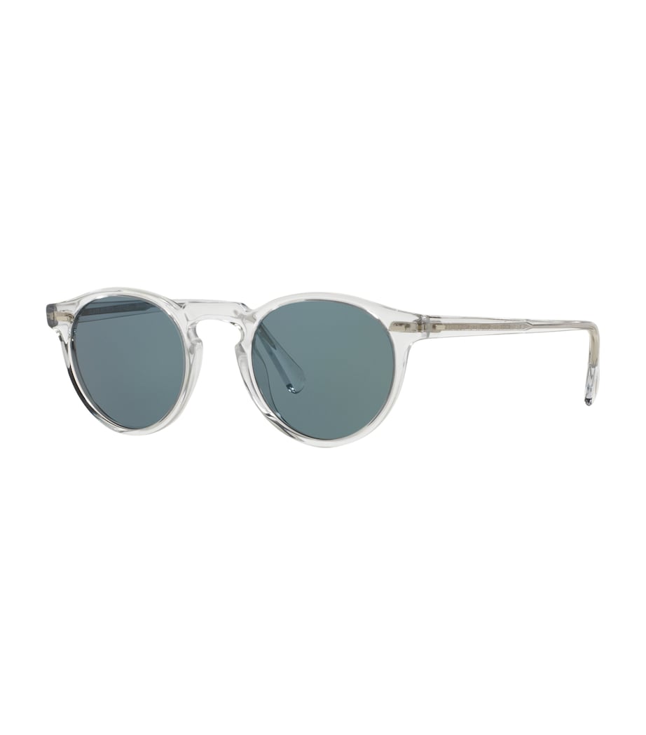 Gregory Peck Round Sunglasses BLUE Image 2