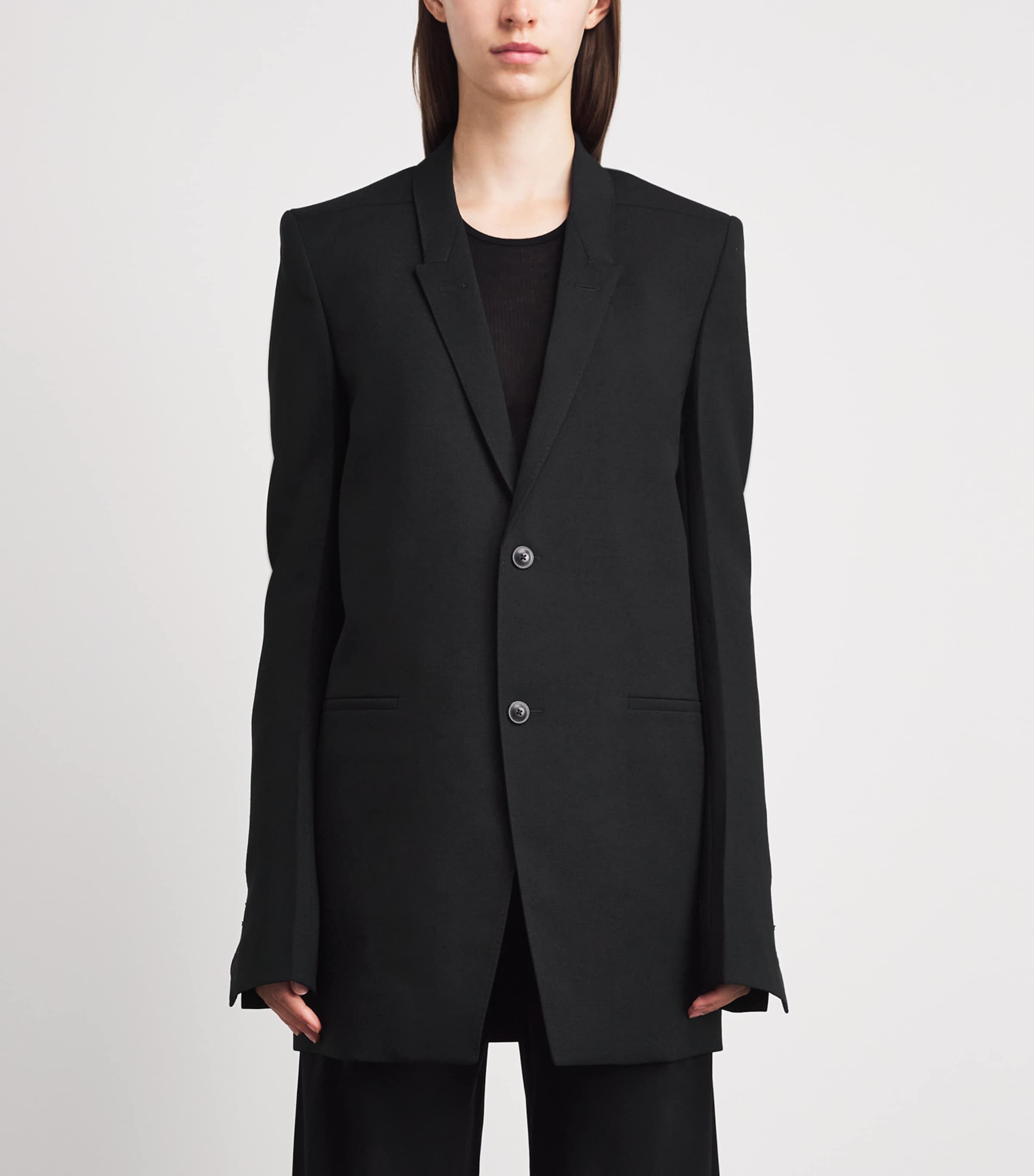 Rick Owens Womens Virgin Wool Concordian Blazer Black Image 4