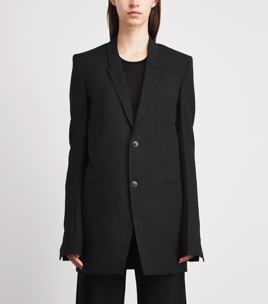 Rick Owens Womens Virgin Wool Concordian Blazer Black Image 4