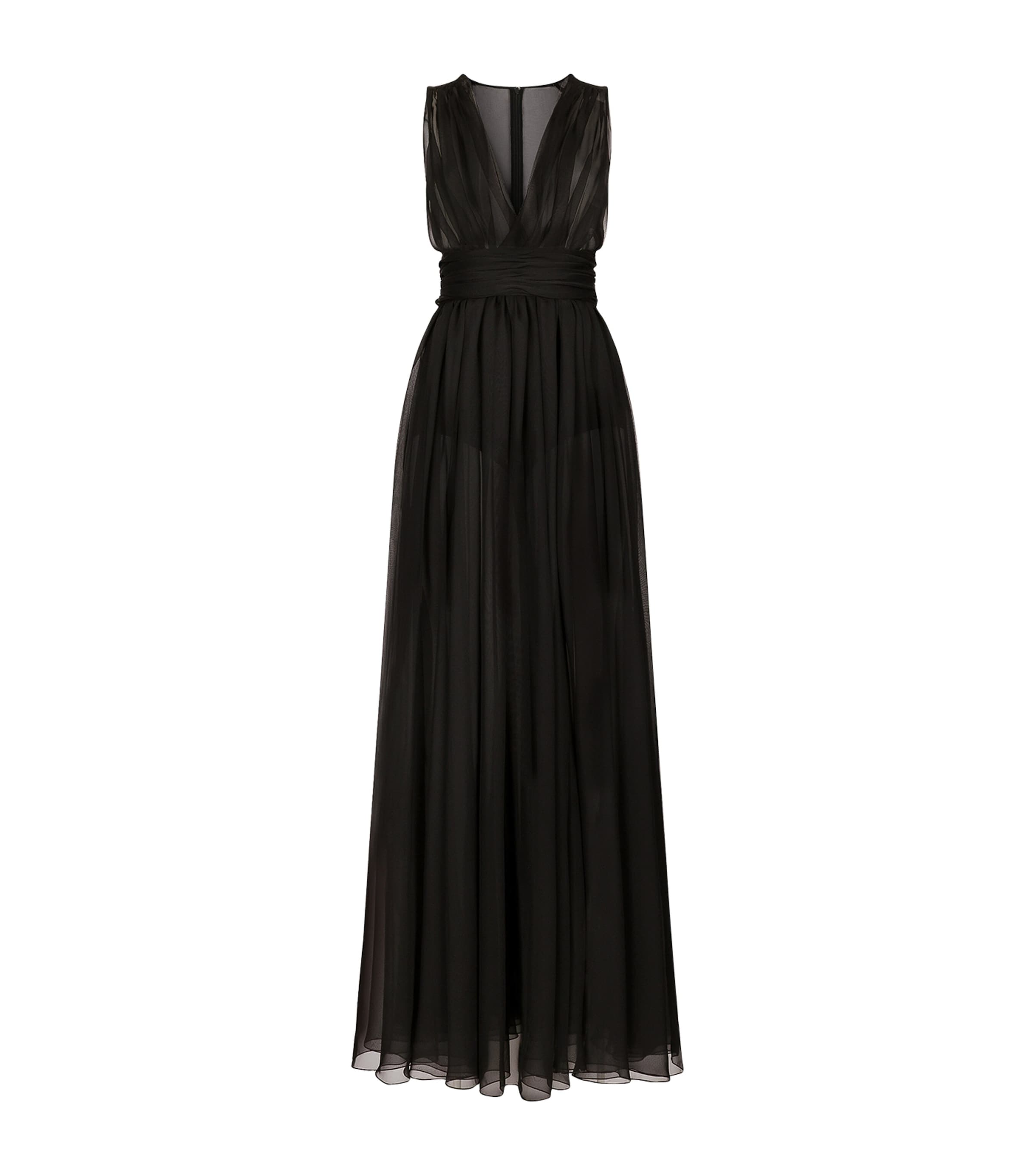 Dolce & Gabbana Long Chiffon Dress With Draped Belt