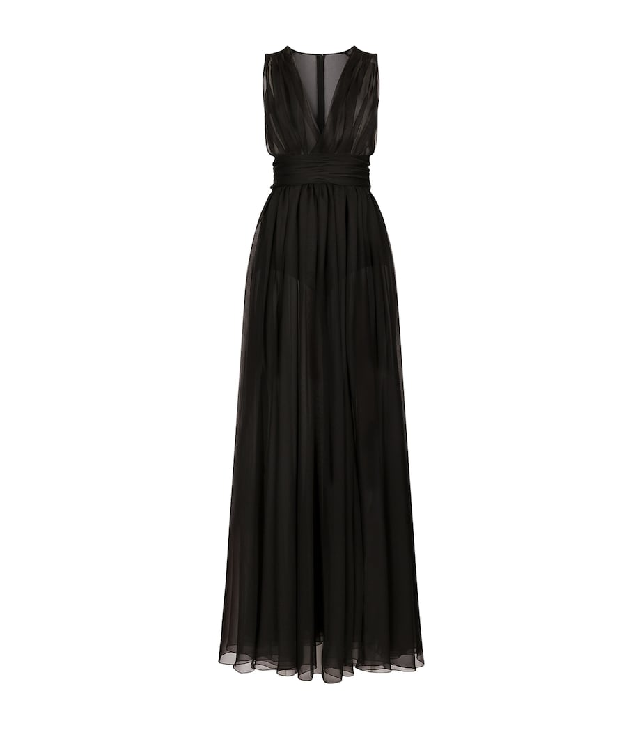 Ruched V-Neck Gown N0000-BLACK Image 1