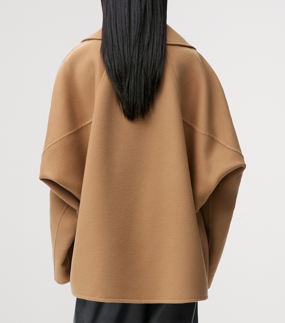 Wool Double-Breasted Short Coat CAMEL Image 4