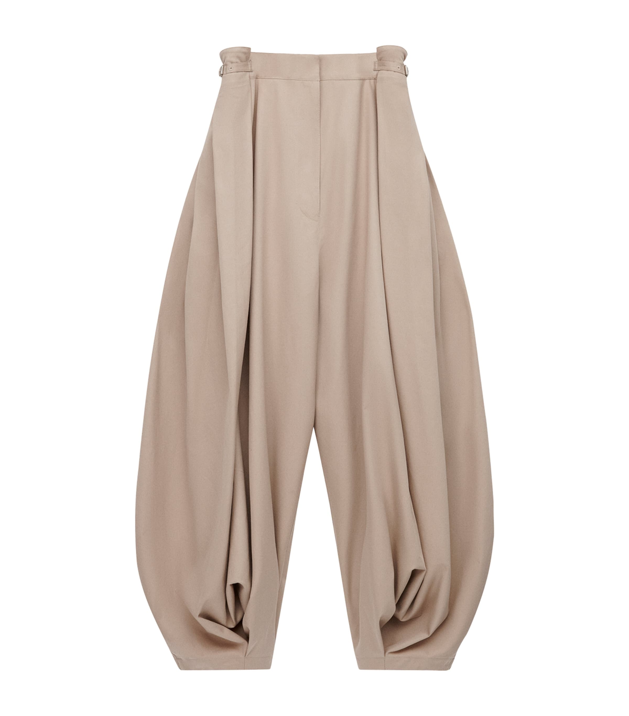 Loewe Womens Beige Draped Wide-leg Cotton-silk Blend Trousers In Neutral