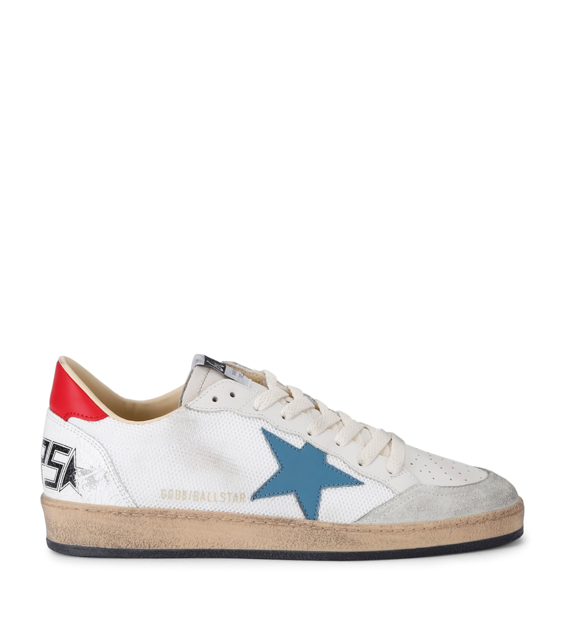 Golden Goose Ball Star Distressed-effect Sneakers In White